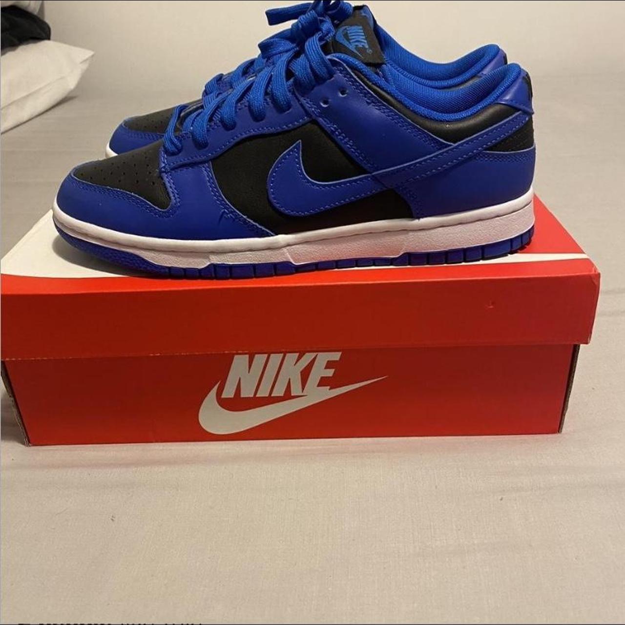 Nike dunk low retro black hype cobalt Worn a a few... - Depop