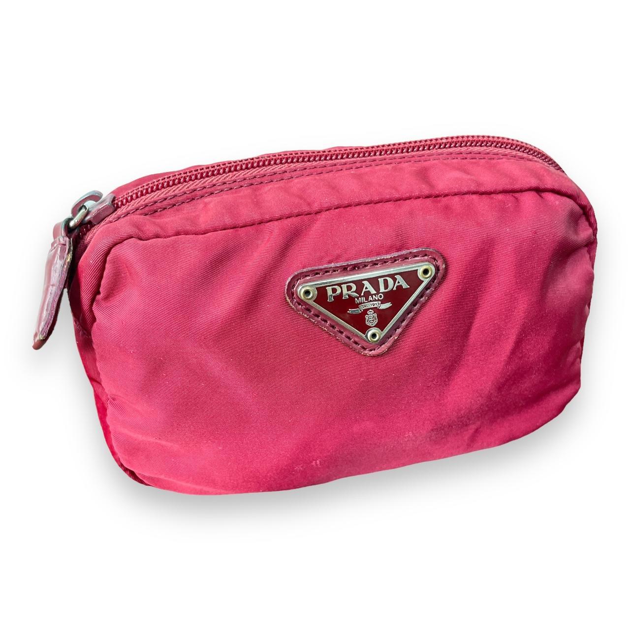 Prada Red Pink Nylon Cosmetics Pouch ideal Gift