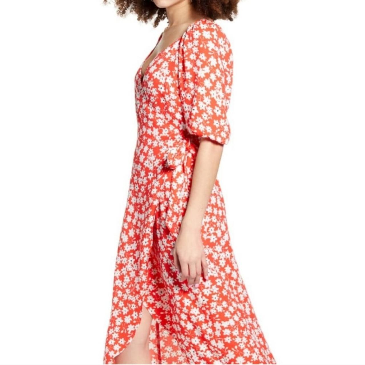 Leith floral wrap dress best sale