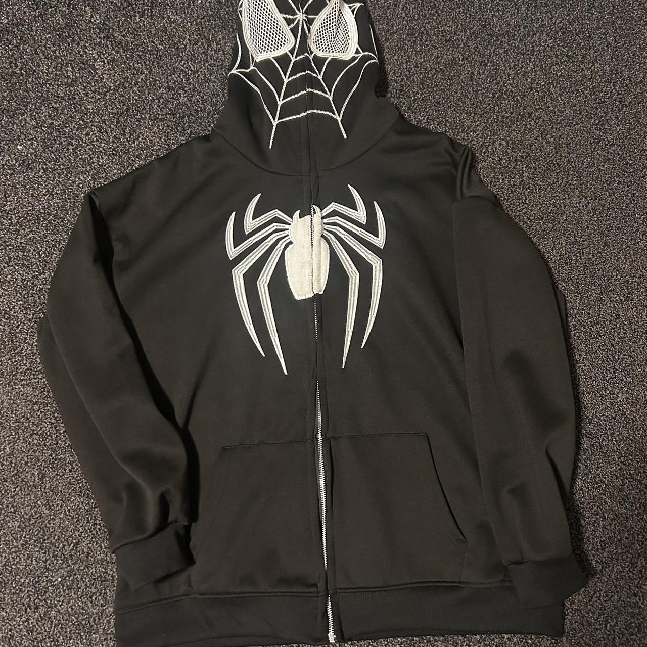 Spider-man zip up hoodie Men’s size L Black and... - Depop