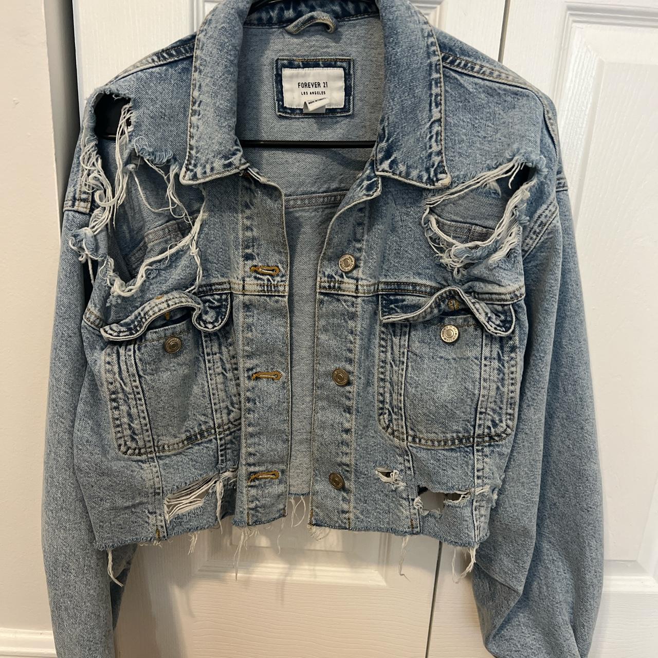 {Style} Ripped Jean jacket {Brand} Forever 21... - Depop