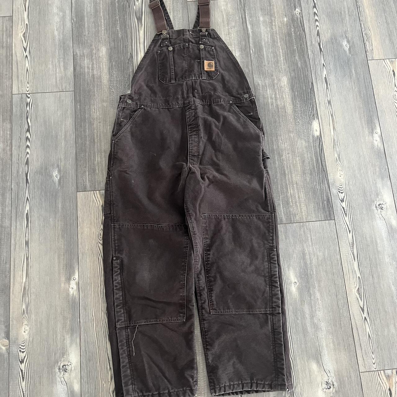 brown carhartt overalls all the zippers work good... Depop
