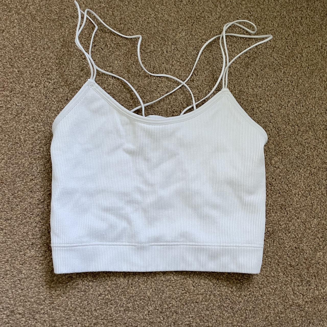 hollister white bralette with lace back super comfy... - Depop