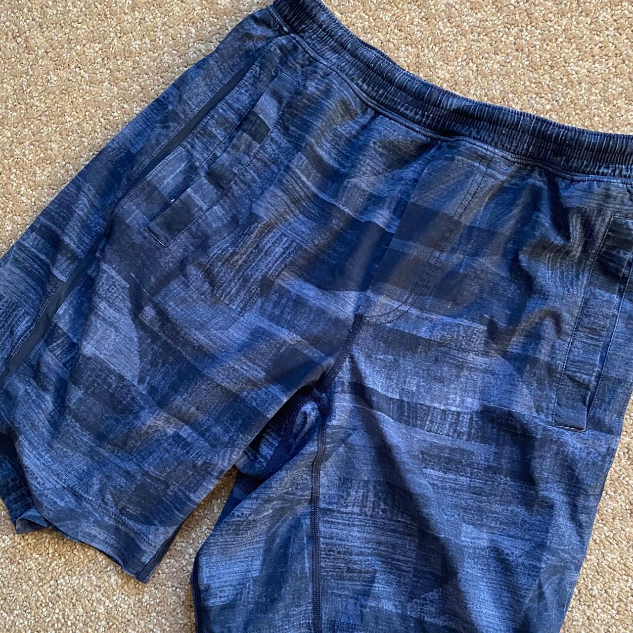 Lululemon old school shorts. Casual with blue and... - Depop