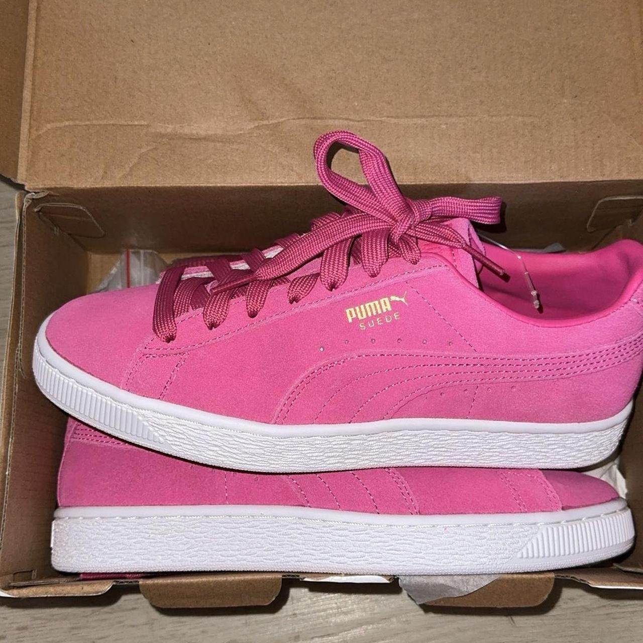 2017 Puma pink suede trainers new never worn in. Depop