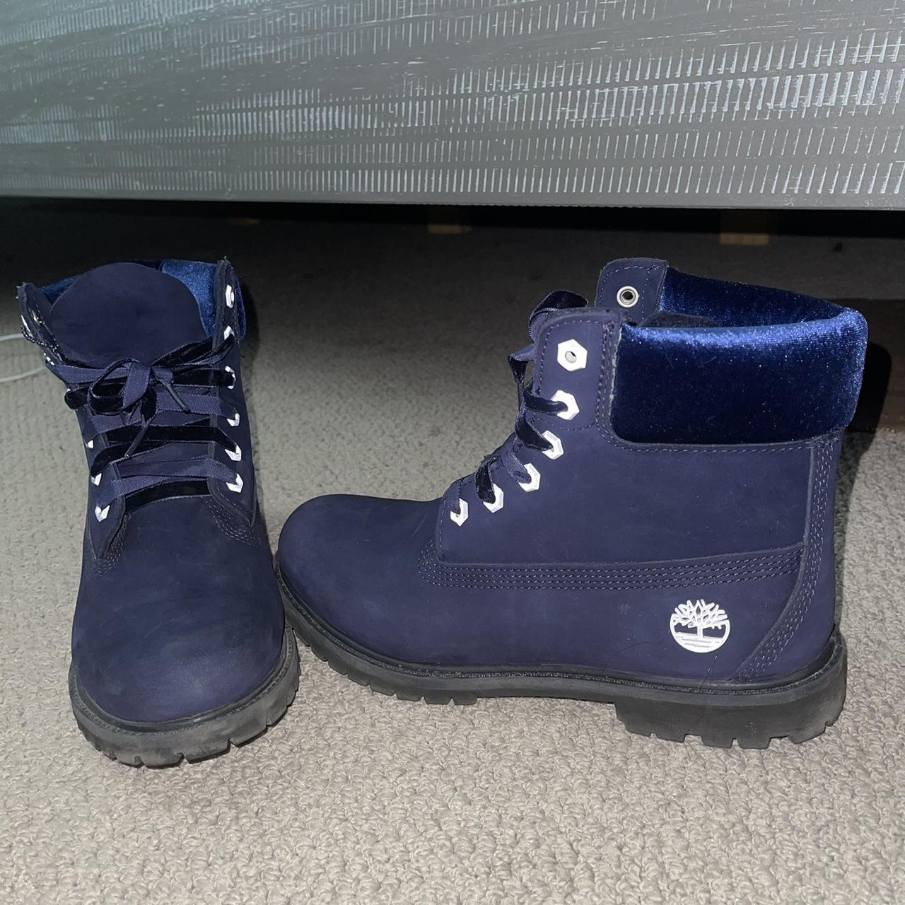 Blue velvet timberlands best sale