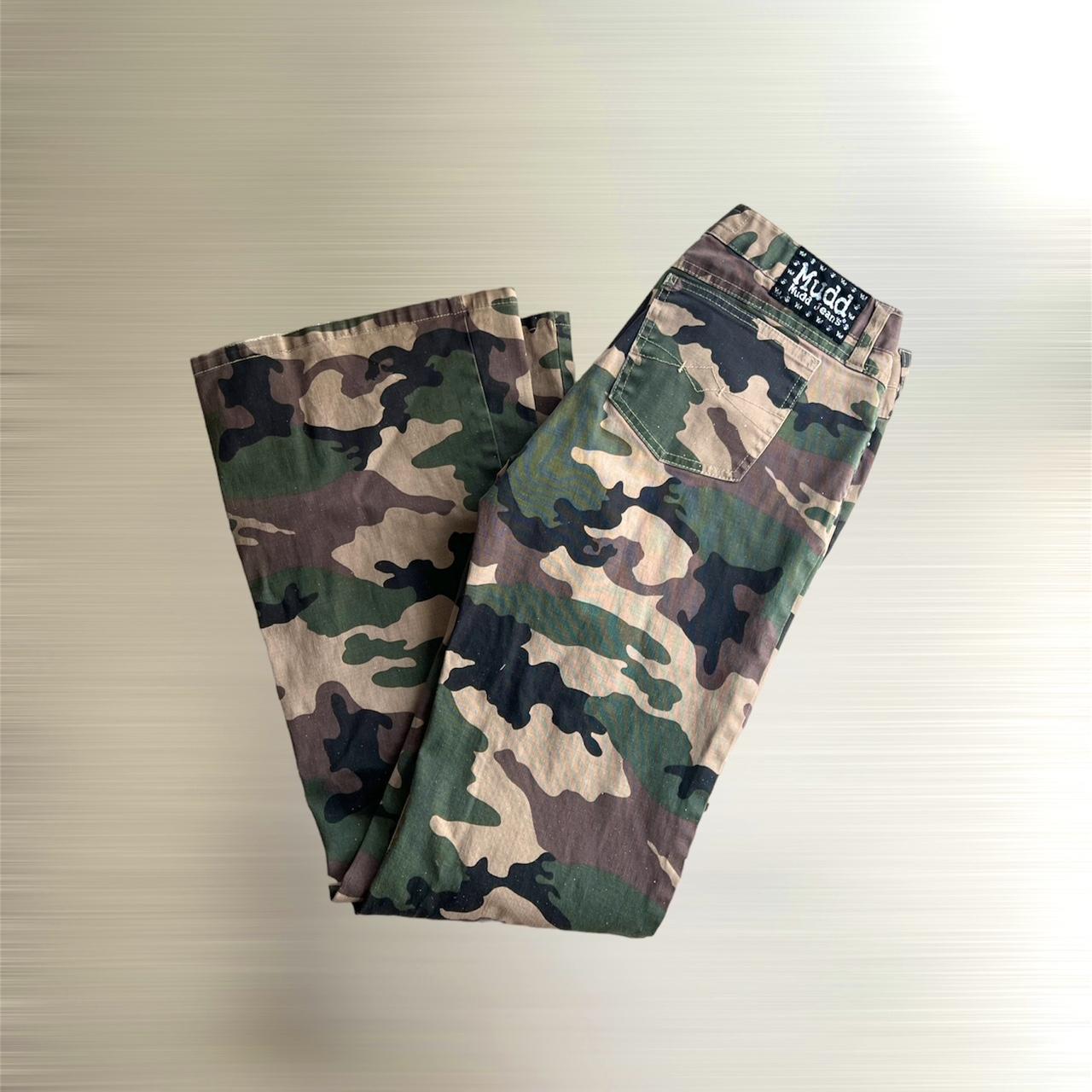 Y2k Glittery Low Rise Mudd Army Print Jeans 🌳🪖🎖️ Size... - Depop