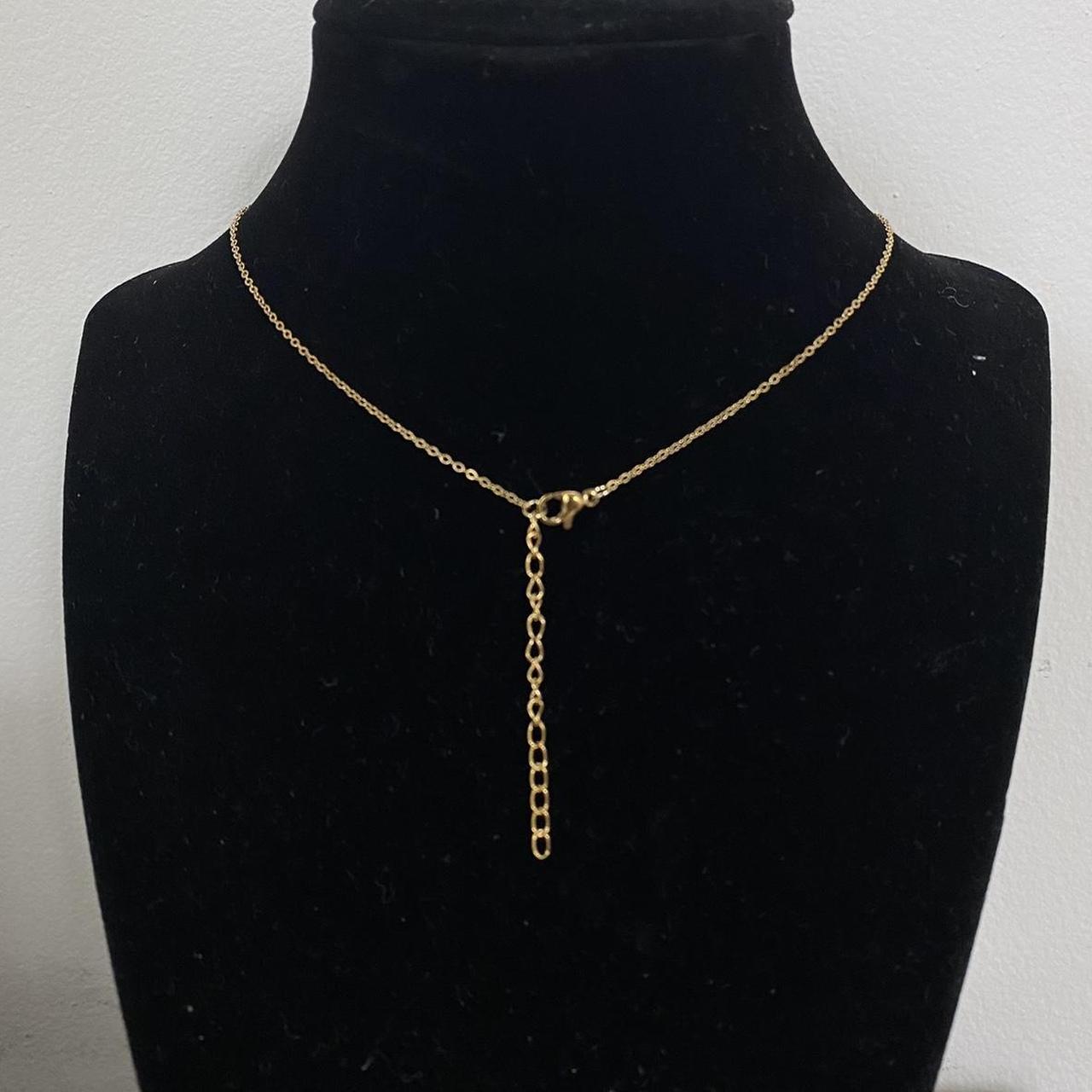 Gold Ribbon Necklace with Stones 12” to 16”... Depop