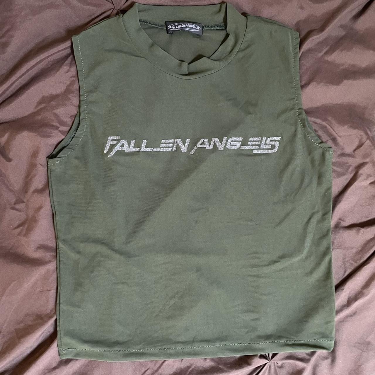 Fallen Angels see-through mesh tank top olive - Depop