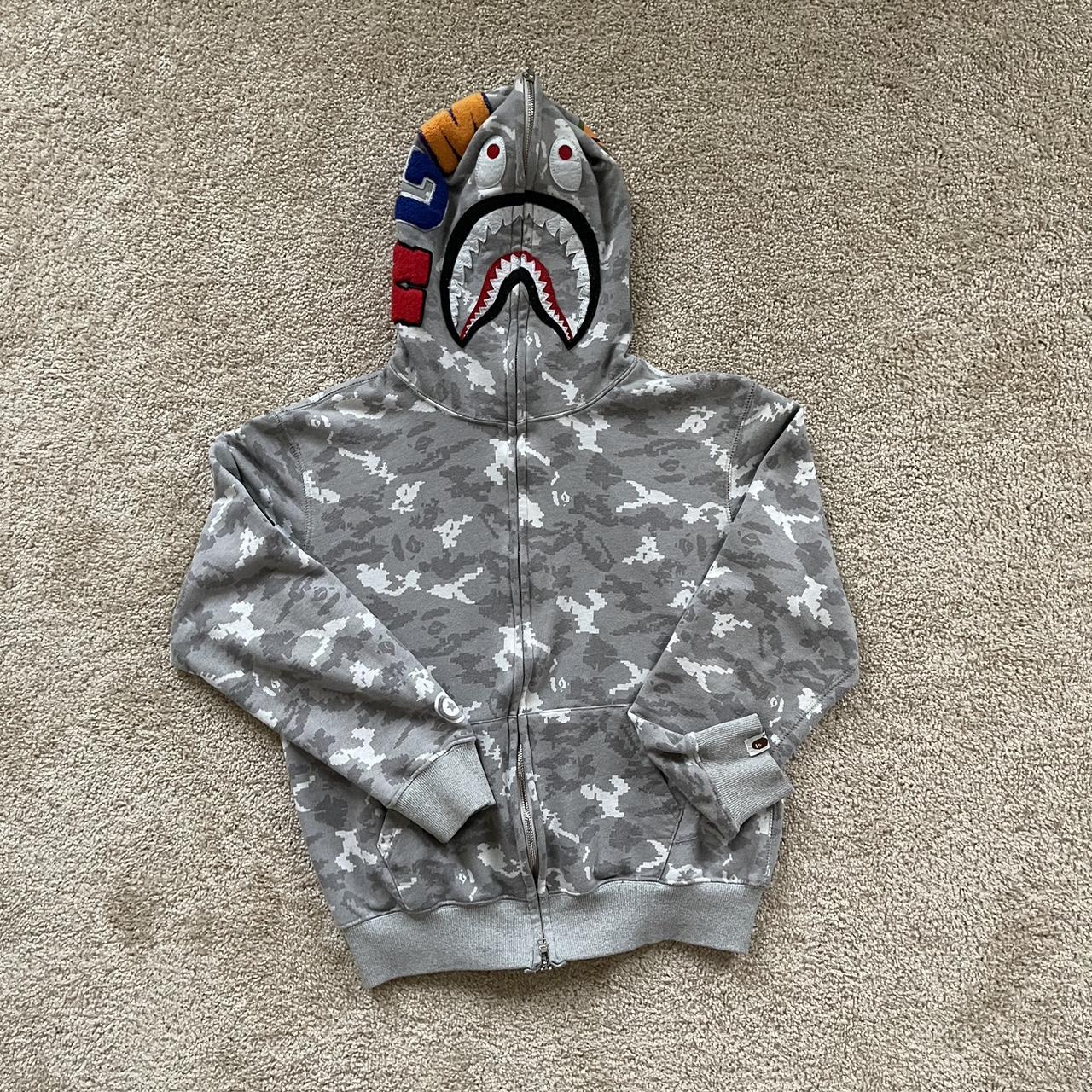 grey bape hoodie KIDS KIDS / MENS SMALL read the... - Depop