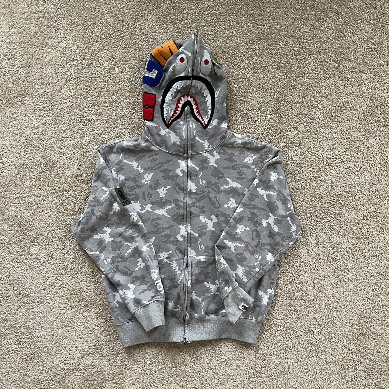 grey bape hoodie Mens S / Kids L - Depop