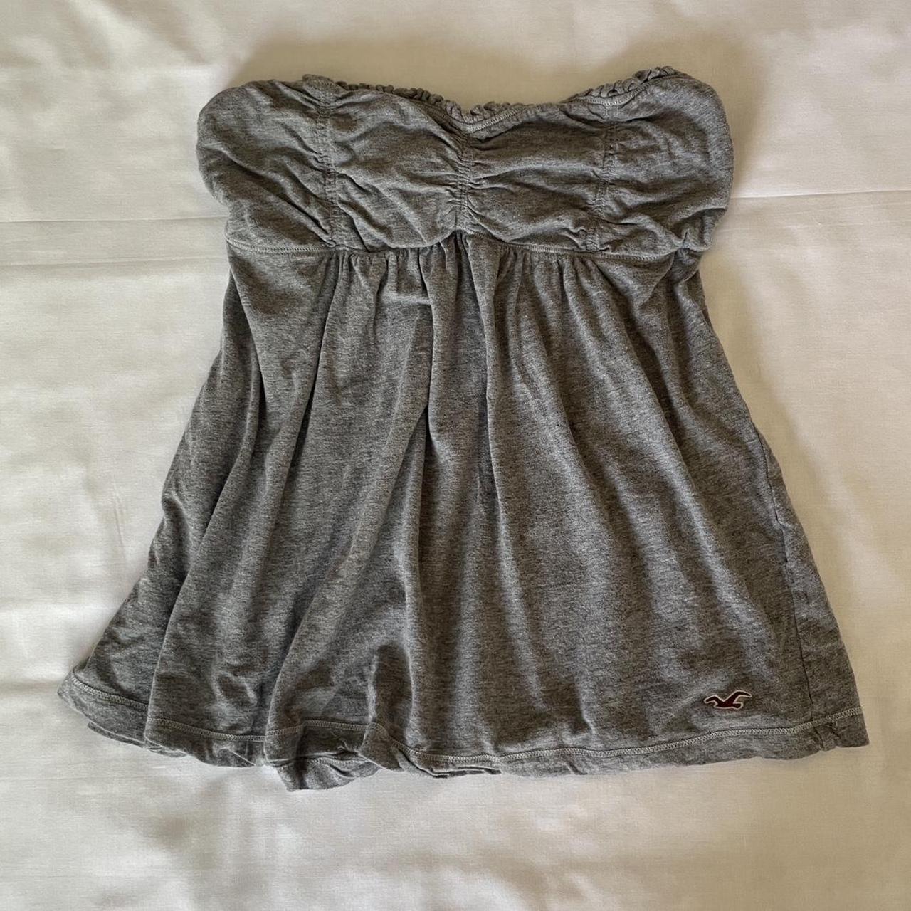 gray vintage hollister babydoll tube top! (medium)... - Depop