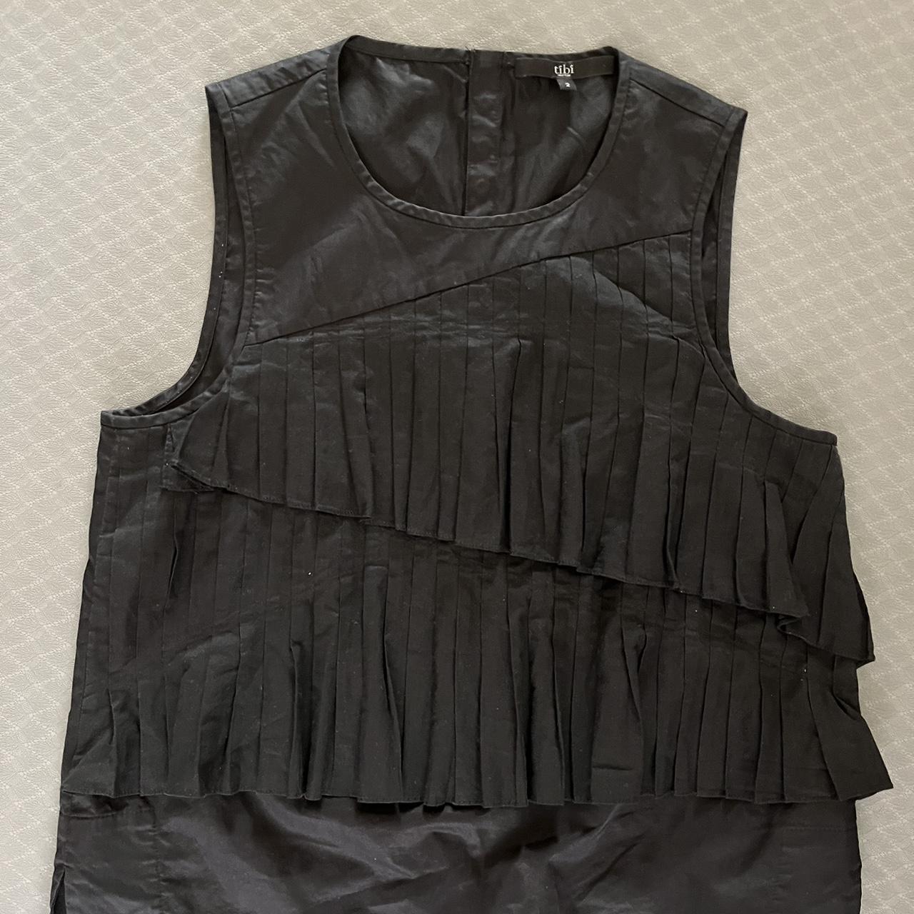 Cute Tibi Black pleated top, with curved Depop
