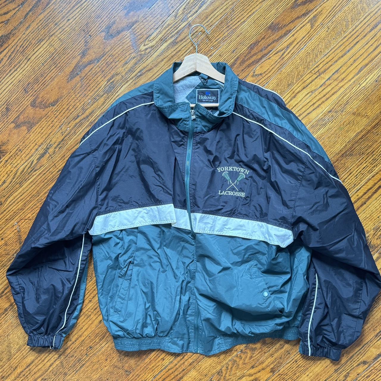 Vintage Yorktown Lacrosse windbreaker jacket in navy. Depop