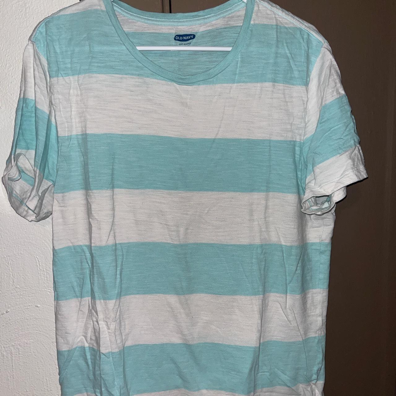 Blue & white striped old navy shirt. Size large.... Depop