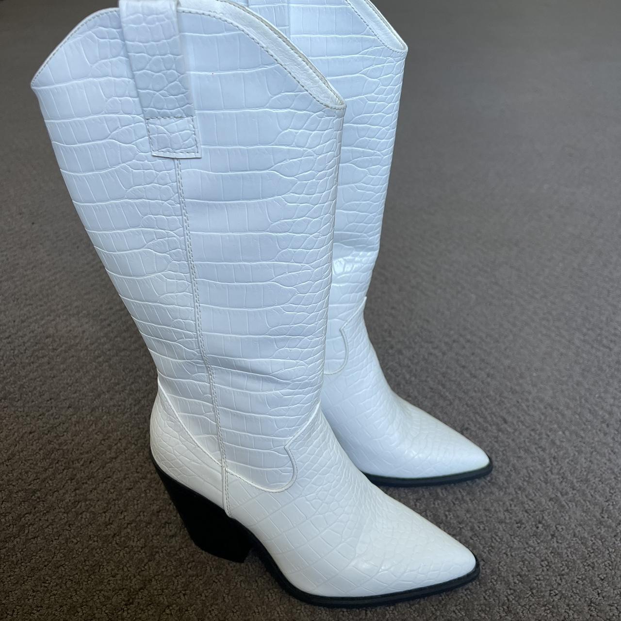Glassons Milk Croc Cowboy Boots Size AU 6 Brand... Depop