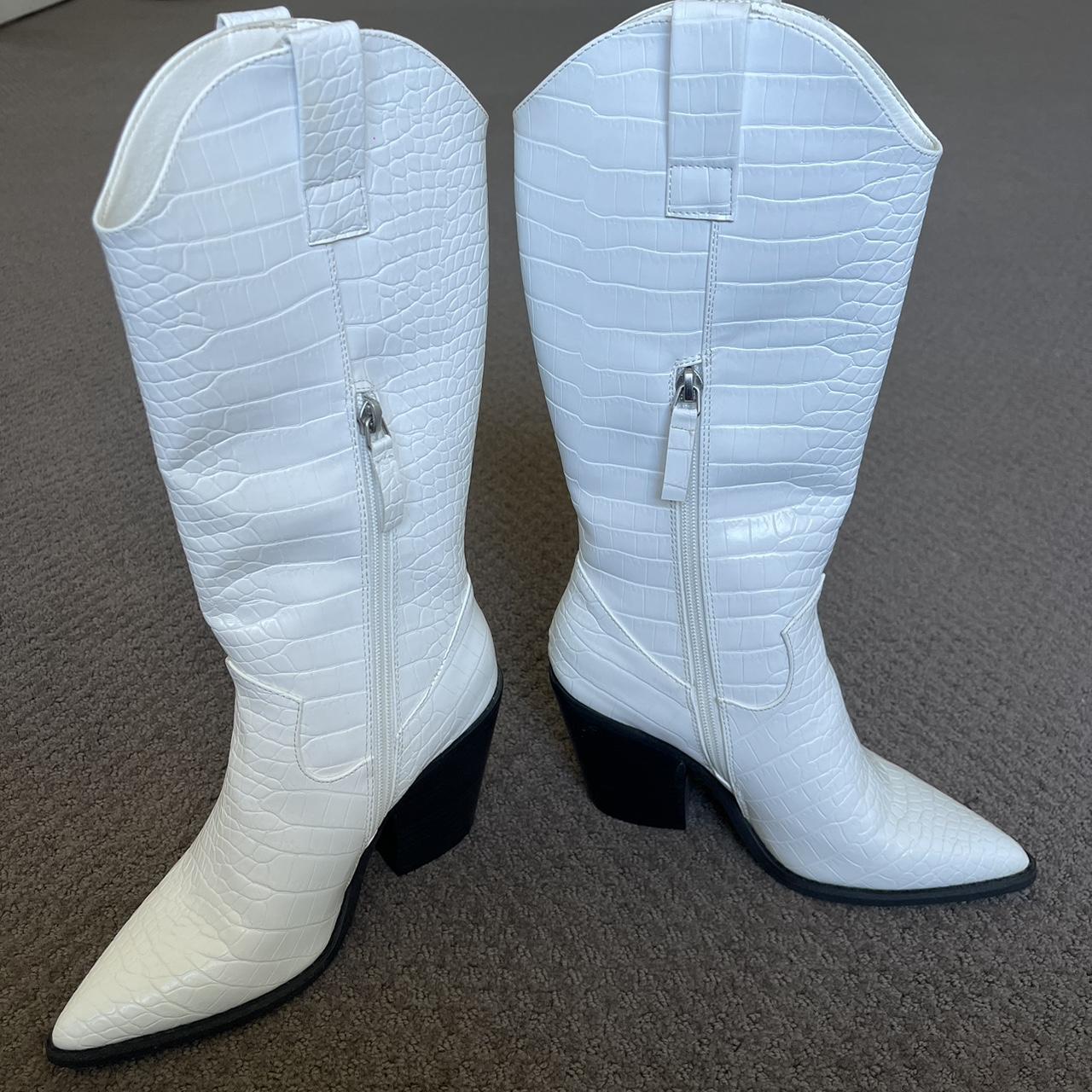 Glassons Milk Croc Cowboy Boots Size AU 6 Brand... Depop