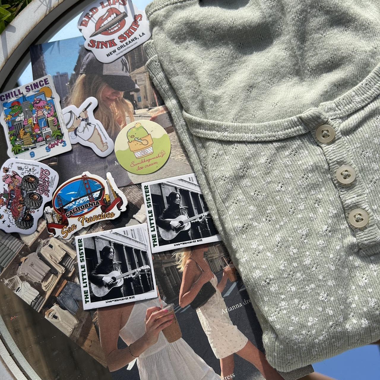 brandy melville sage green floral long sleeve top!... Depop