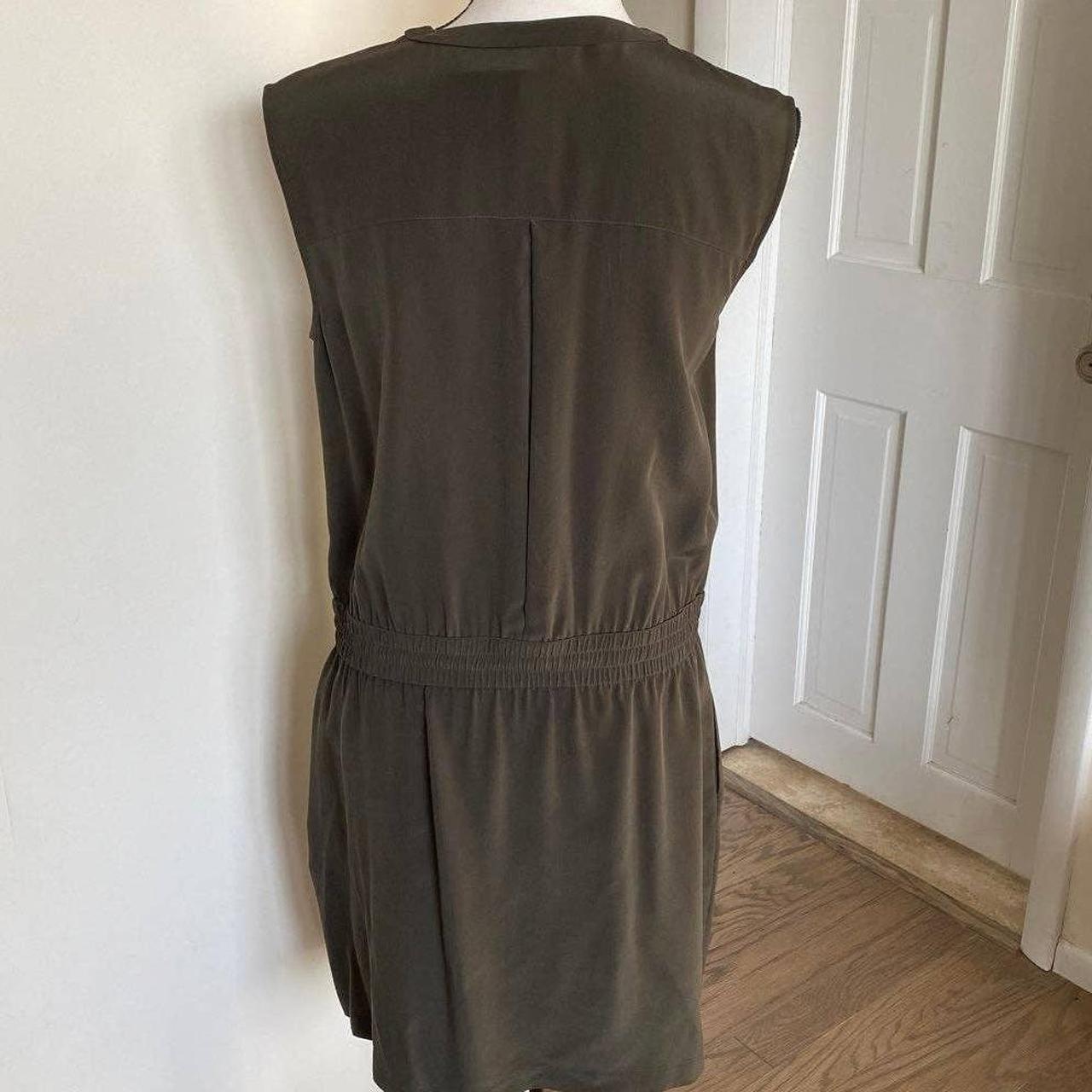 Theory 100% Silk Olive Green Dress Elastic... - Depop