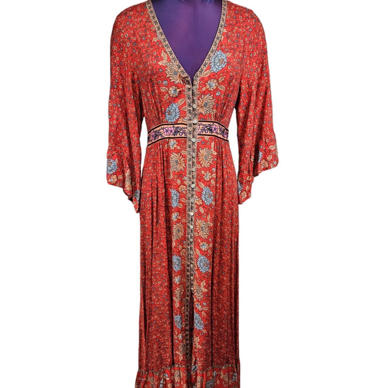 Red kimono maxi dress deals