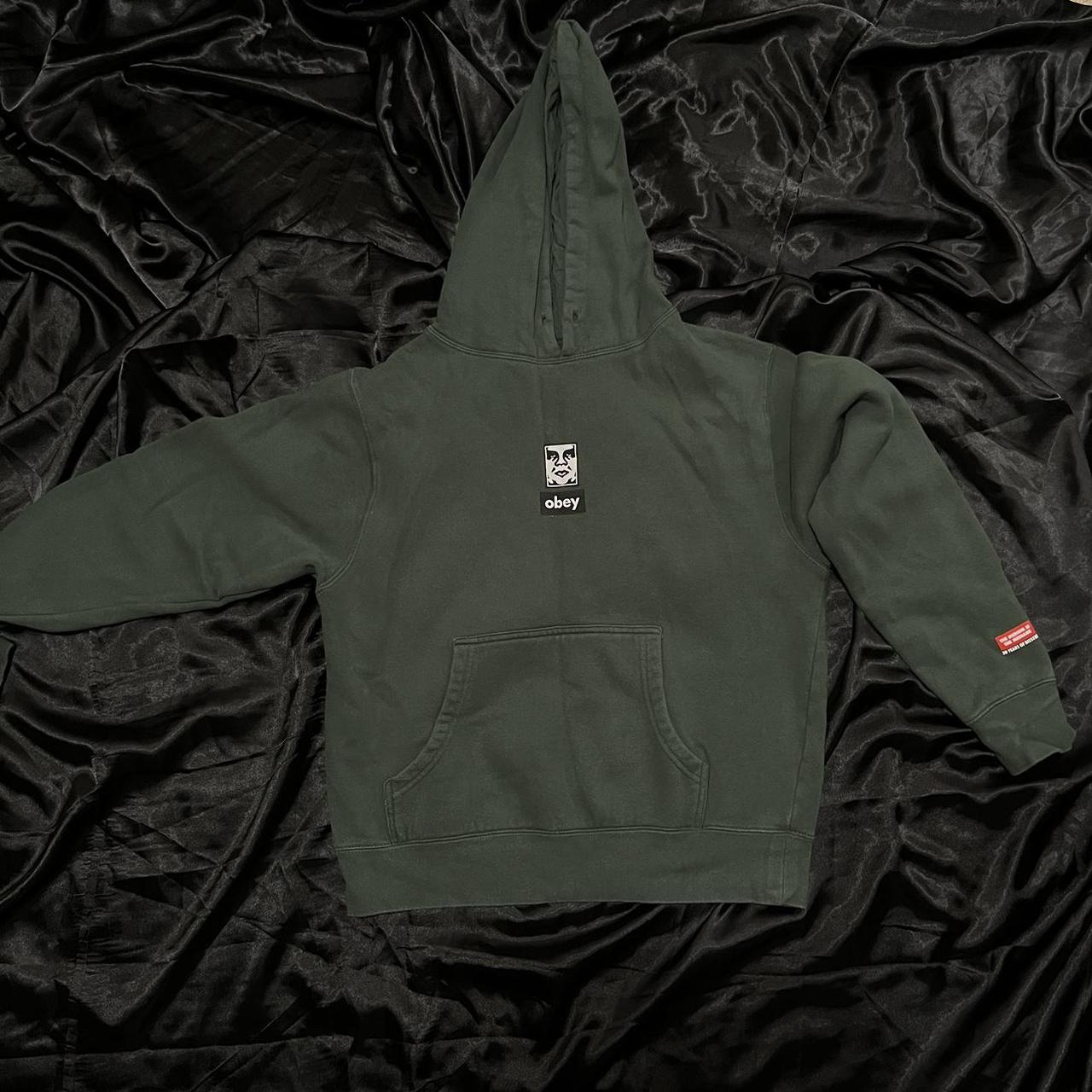 Obey Men's Green Hoodie | Depop