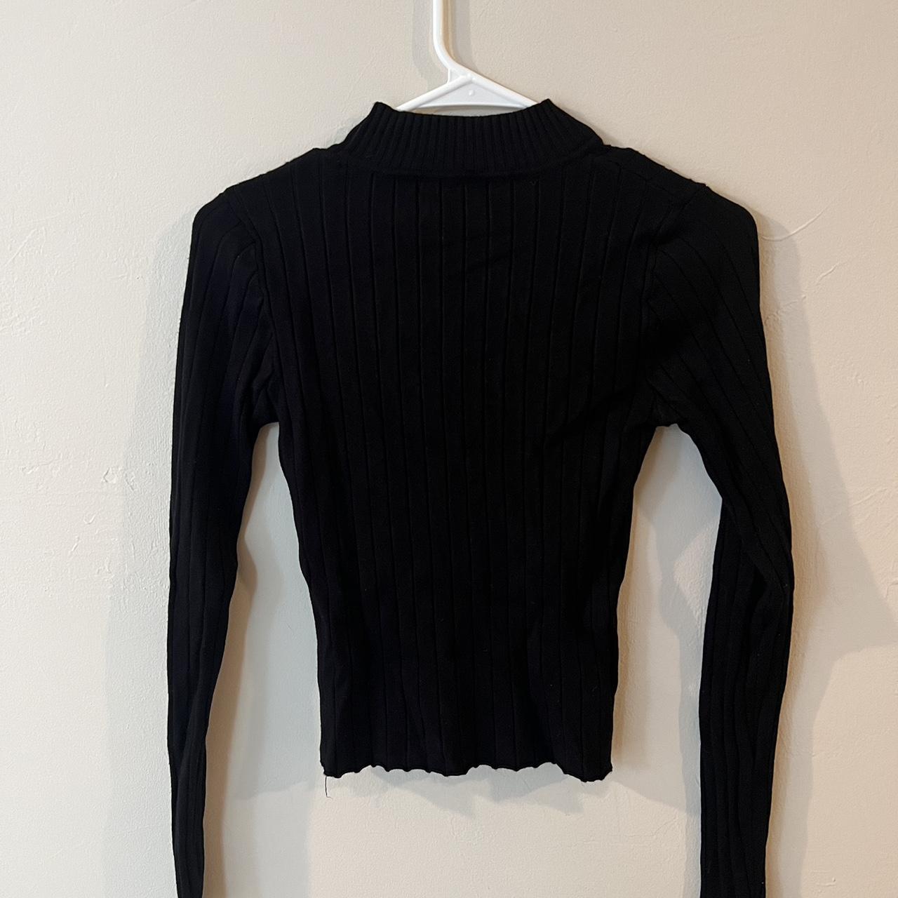 -forever 21 -black turtle neck, with ruffles at the... - Depop