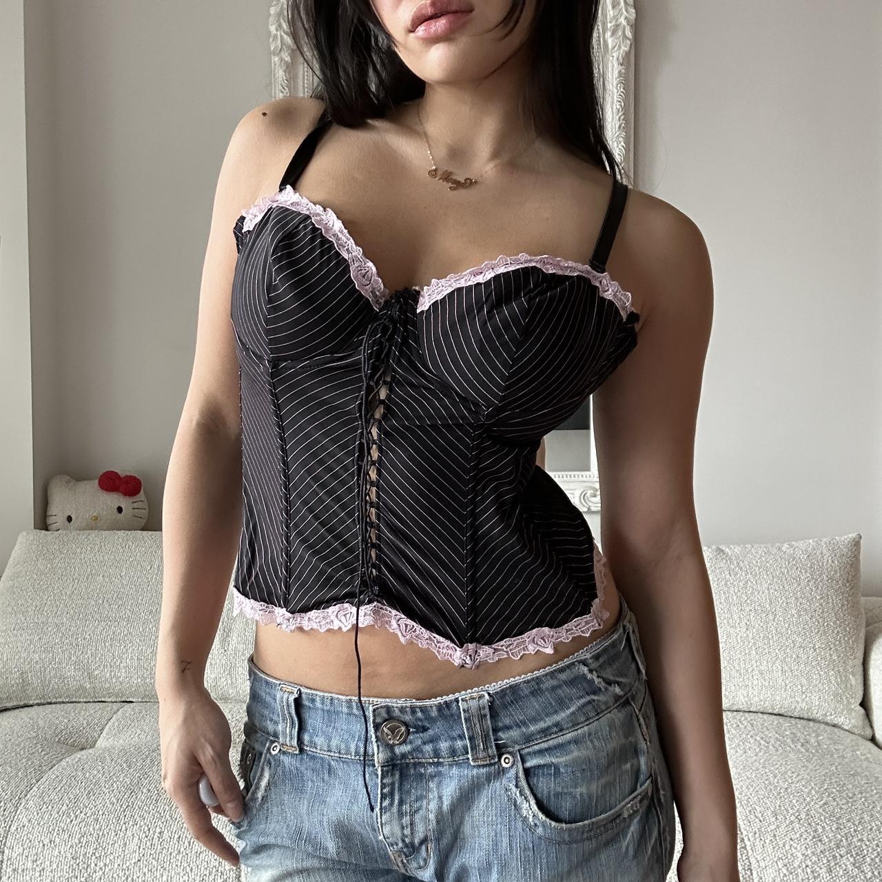 American Vintage Women's Black and Pink Corset (5)