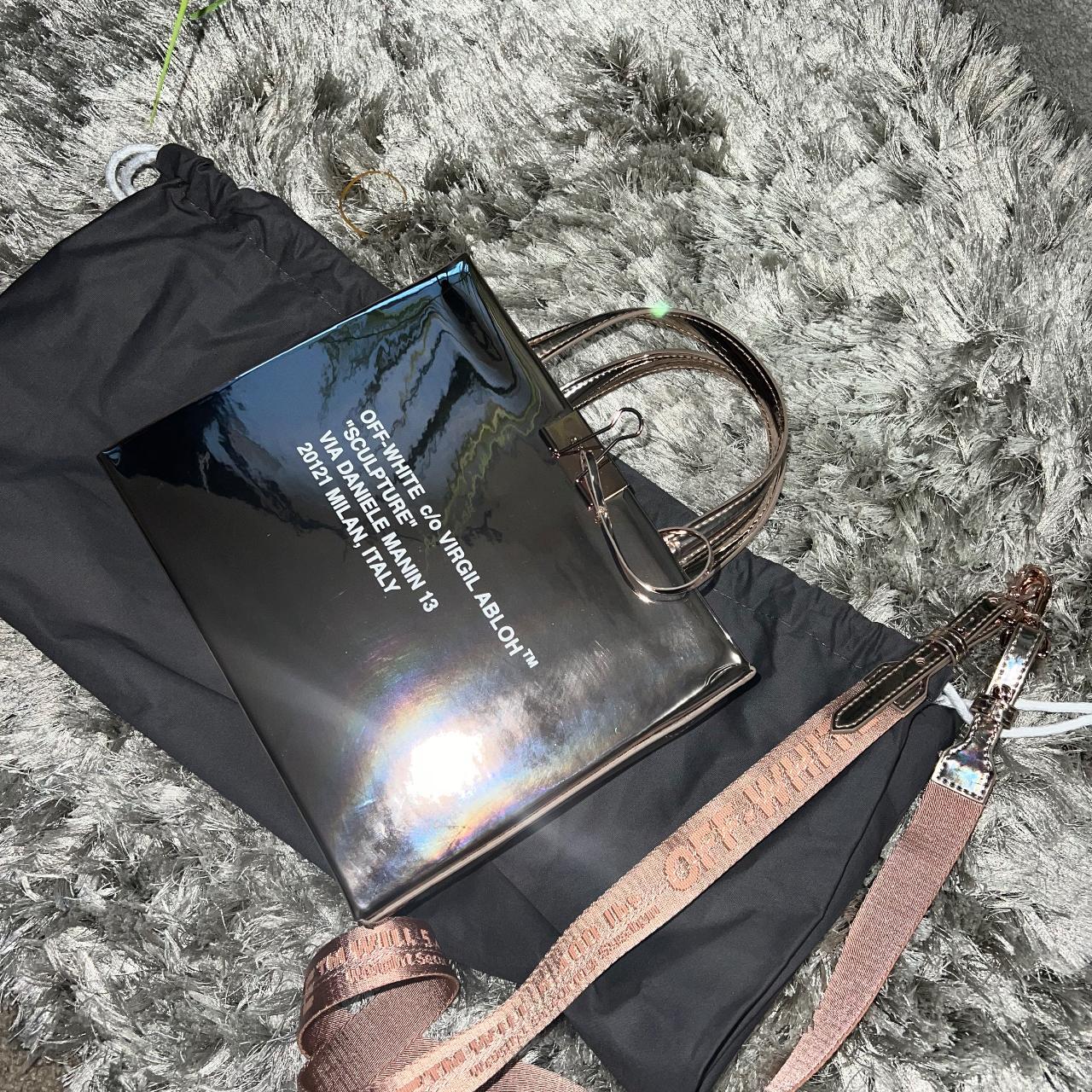 OFFWHITE box bag metallic rose gold, rose gold... Depop