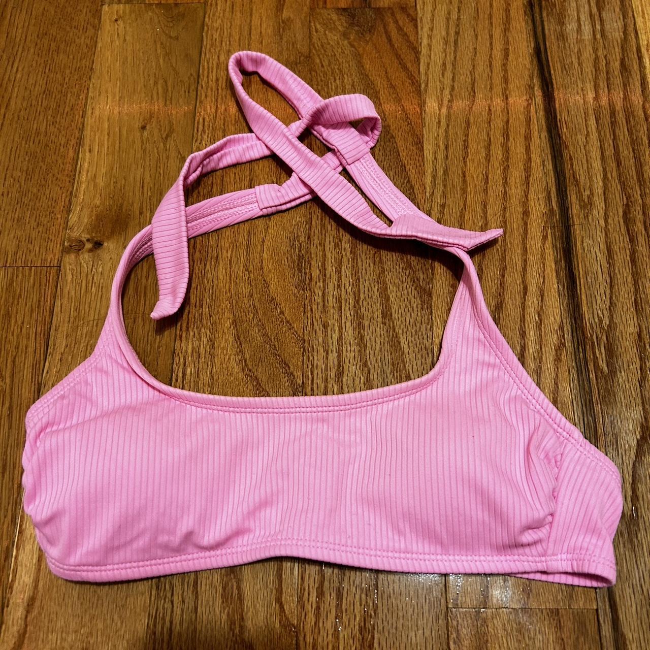 pink, tie, secure bikini top - Depop