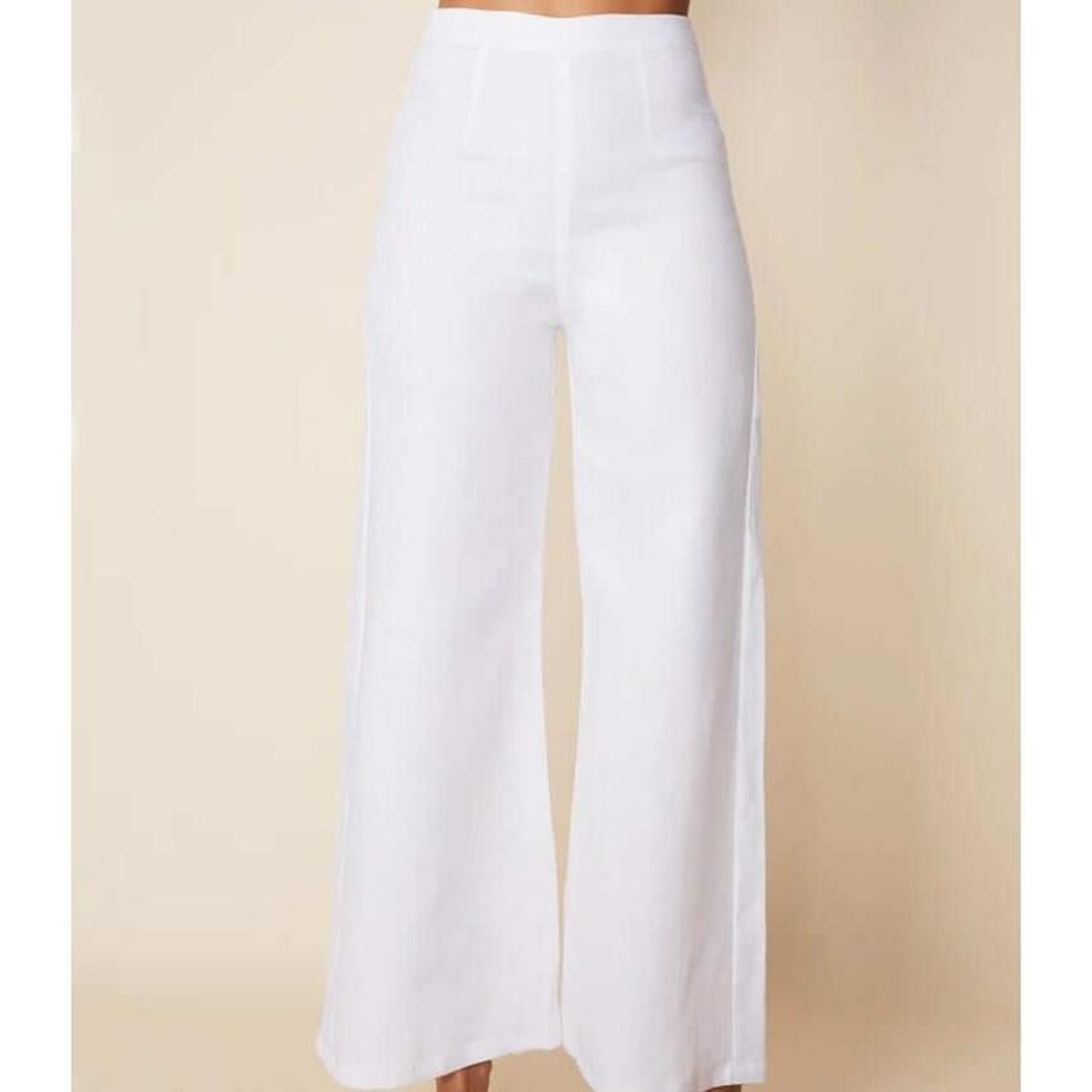 FAITHFULL THE BRAND SIBYL PANTS IN PLAIN WHITE 100%... - Depop