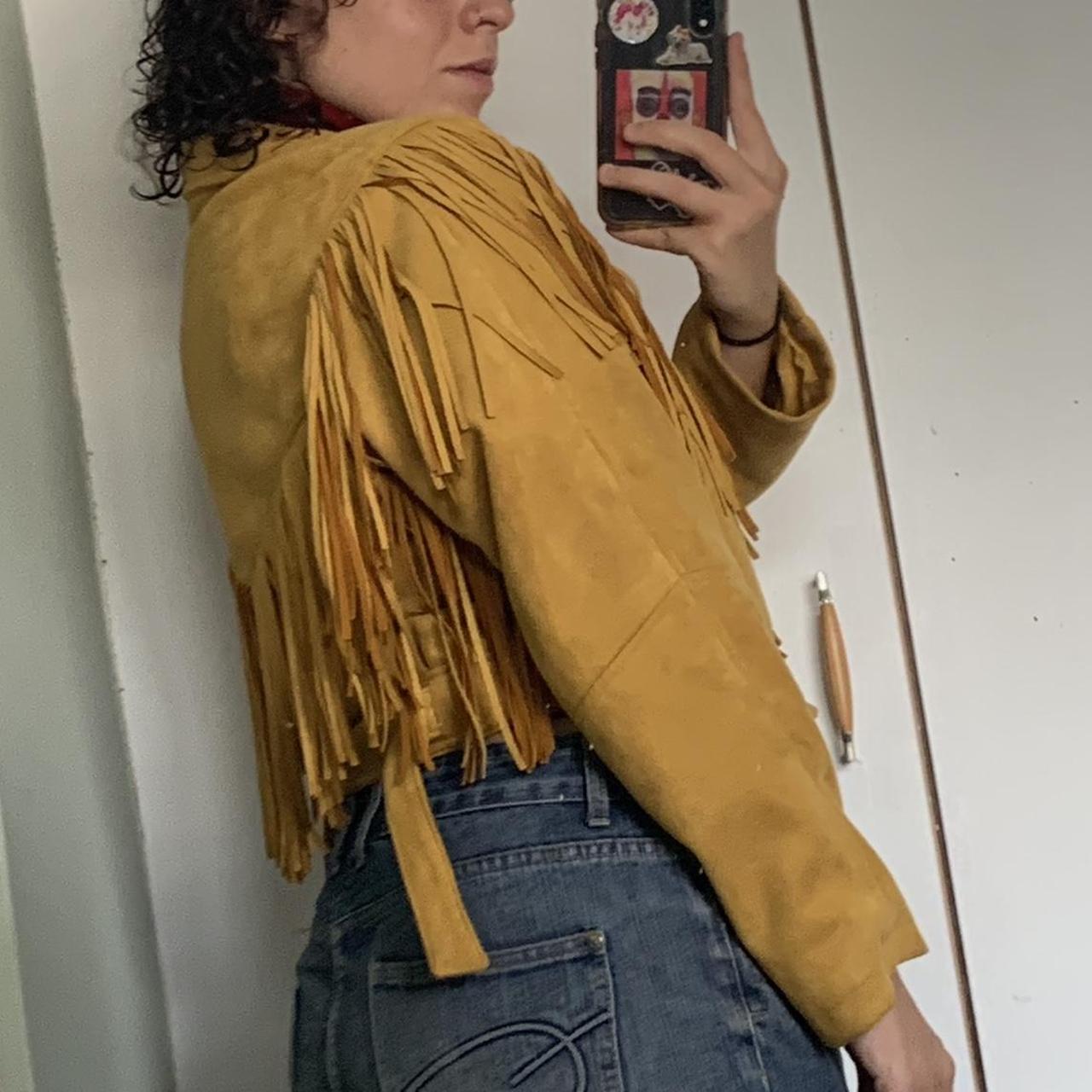 Mustard Suede fringe jacket Bought from old bershka. Depop