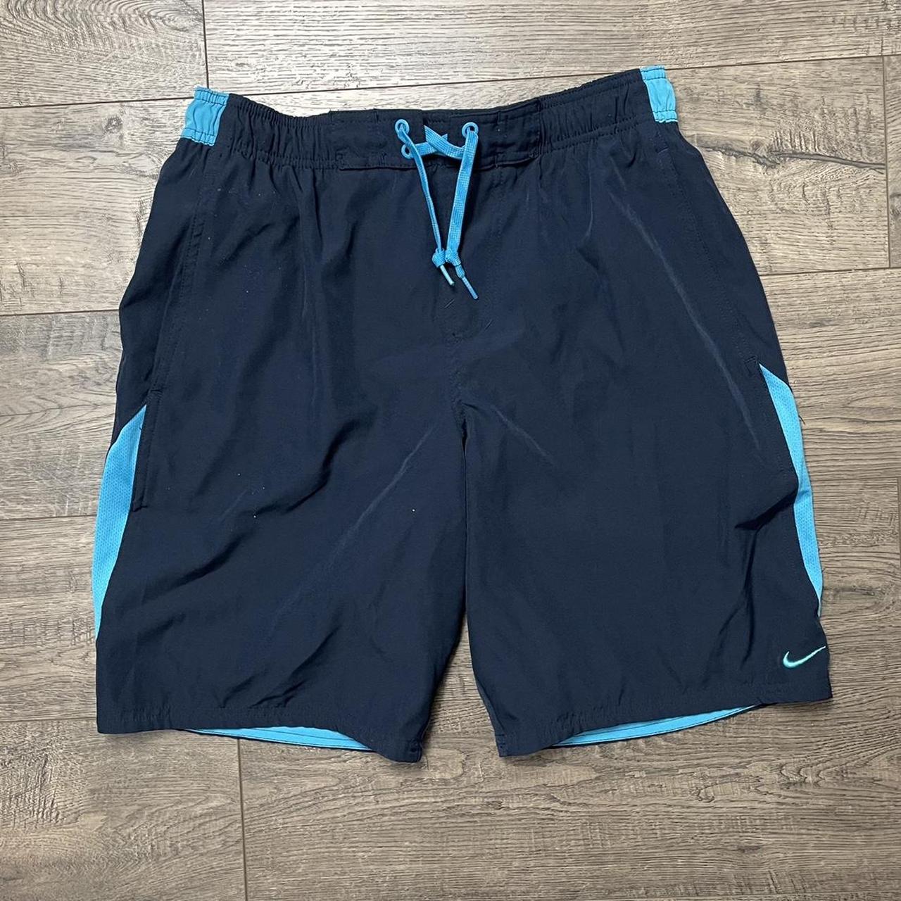 Navy blue Nike swim shorts size medium Good... - Depop