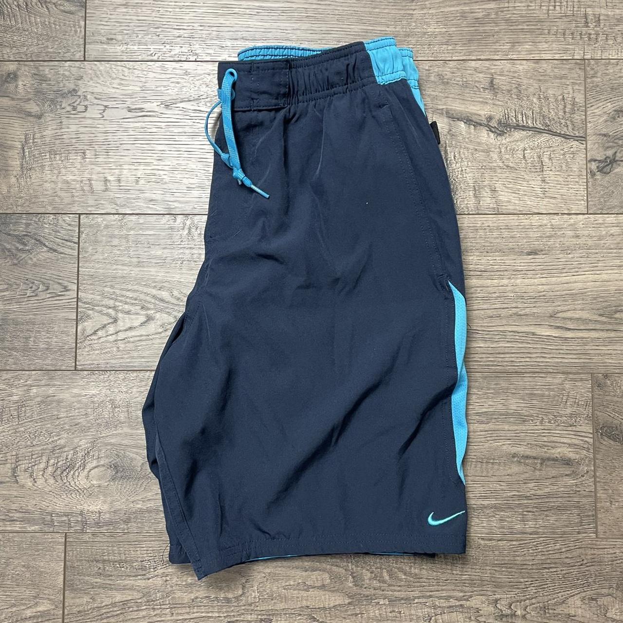 Navy blue Nike swim shorts size medium Good... - Depop