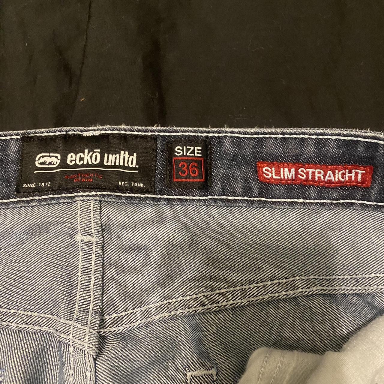 crazy embroidered y2k ecko unltd jeans size 36 - Depop