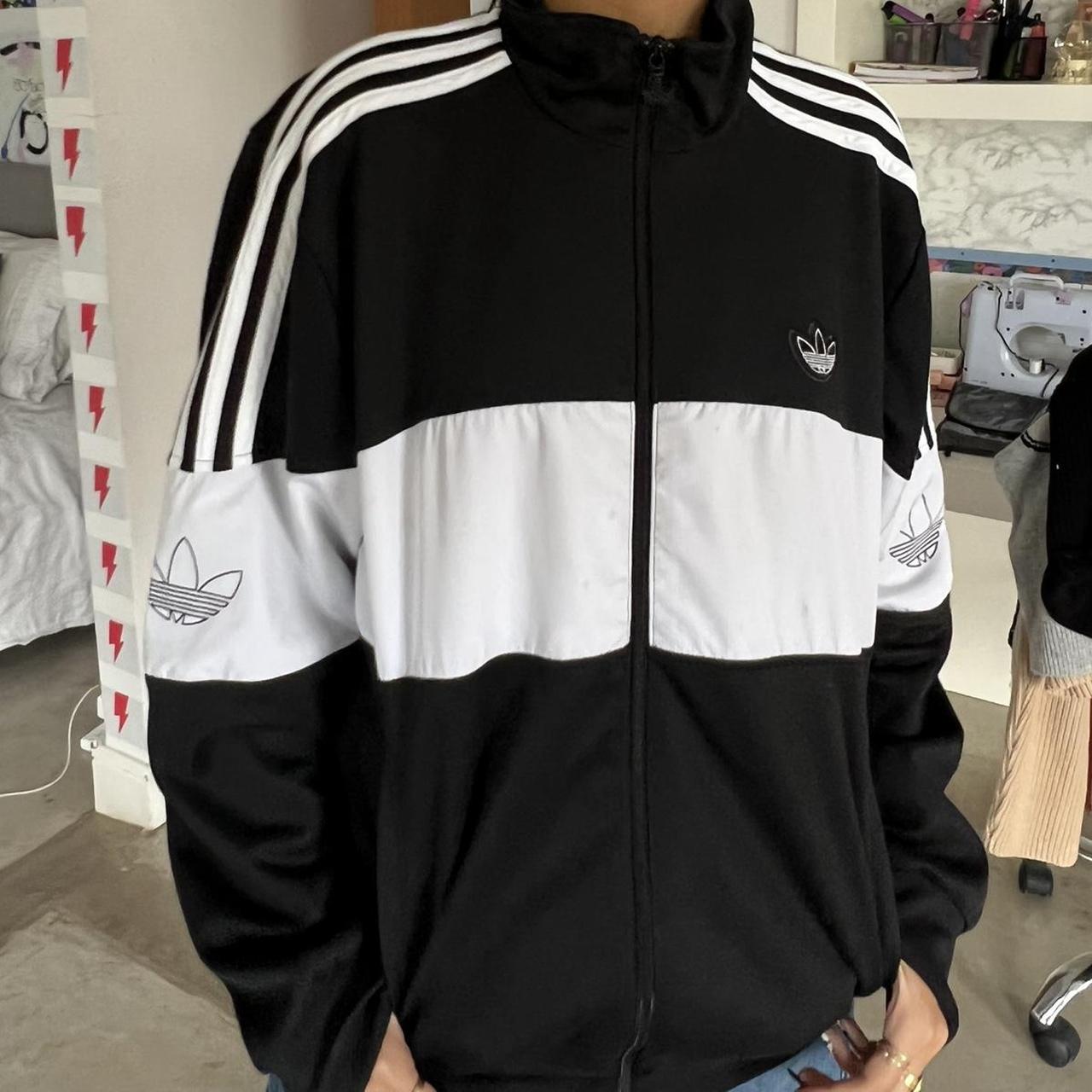 Adidas Originals Women's Black and White Jacket | Depop