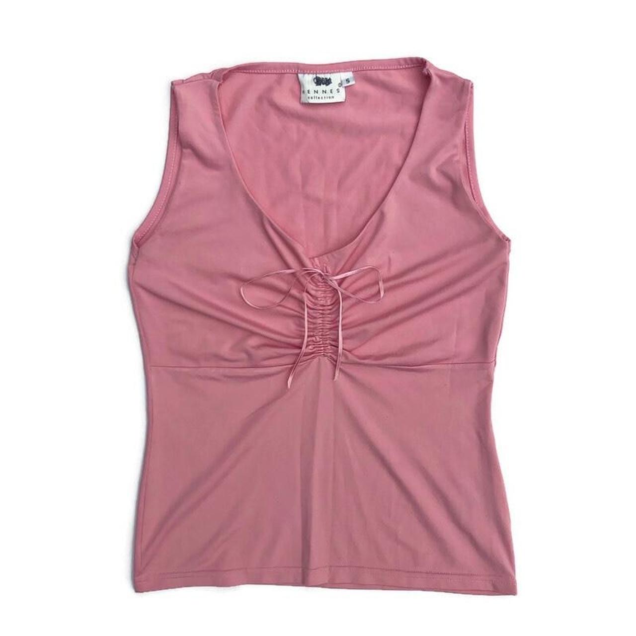 Y2K hennes slinky vest top ruched front & ribbon... Depop