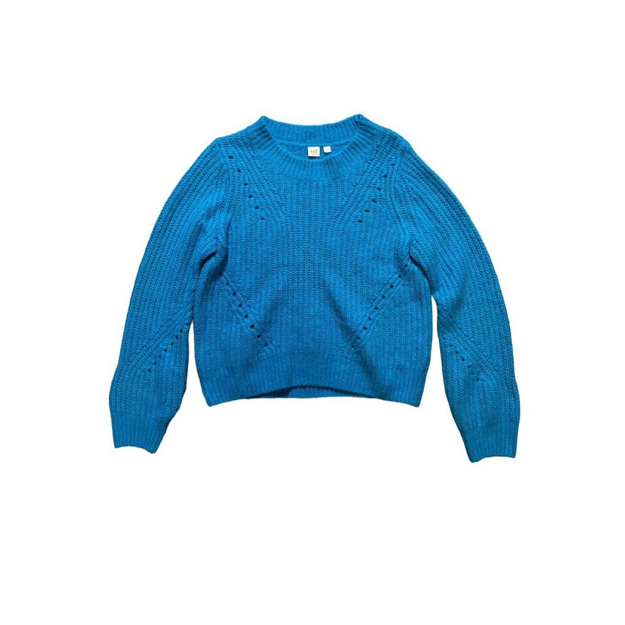 GAP women s blue chunky pointelle knit wool and