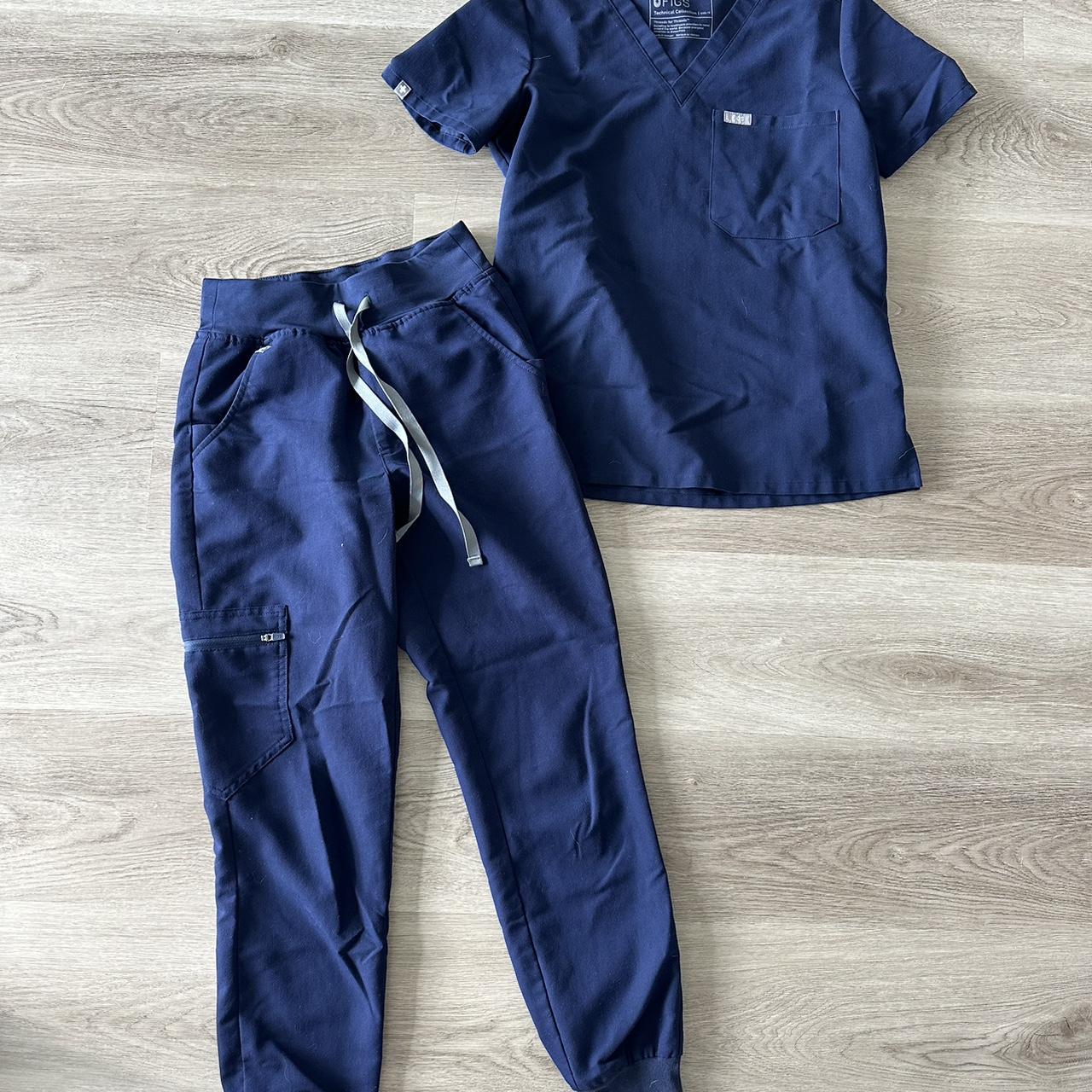 FIGS scrub set: Navy Catarina top and Loreto popular pant