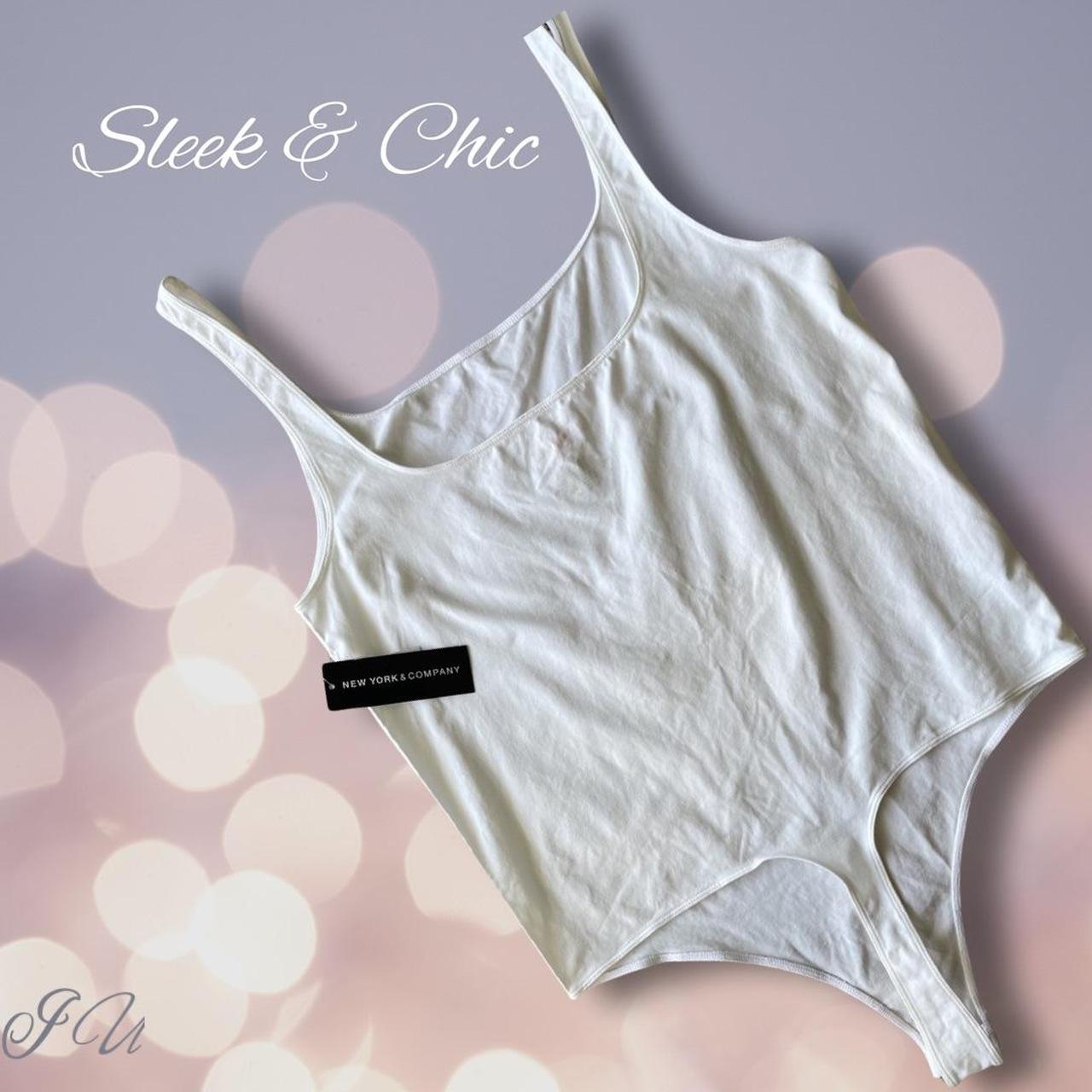 New York & Company Women's White and Cream Bodysuit Depop