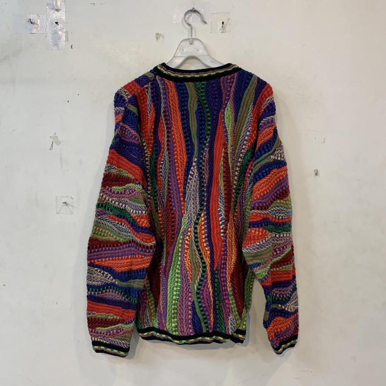 Vintage 90s COOGI 3D Pattern Knit Cardigan Purple | Depop