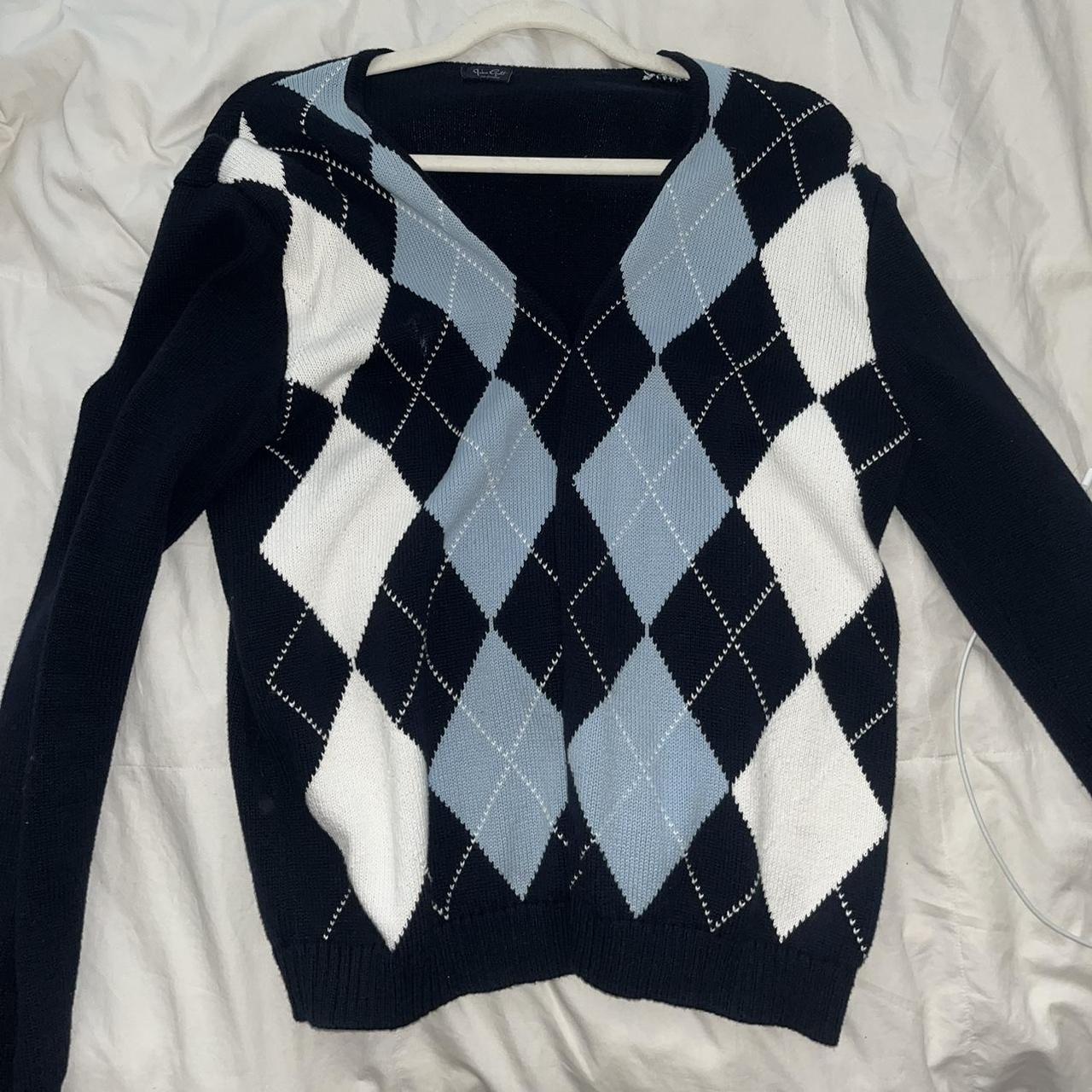 Argyle Sweater Pacsun Blue Sweater John Ashford Men's Navy Vintage