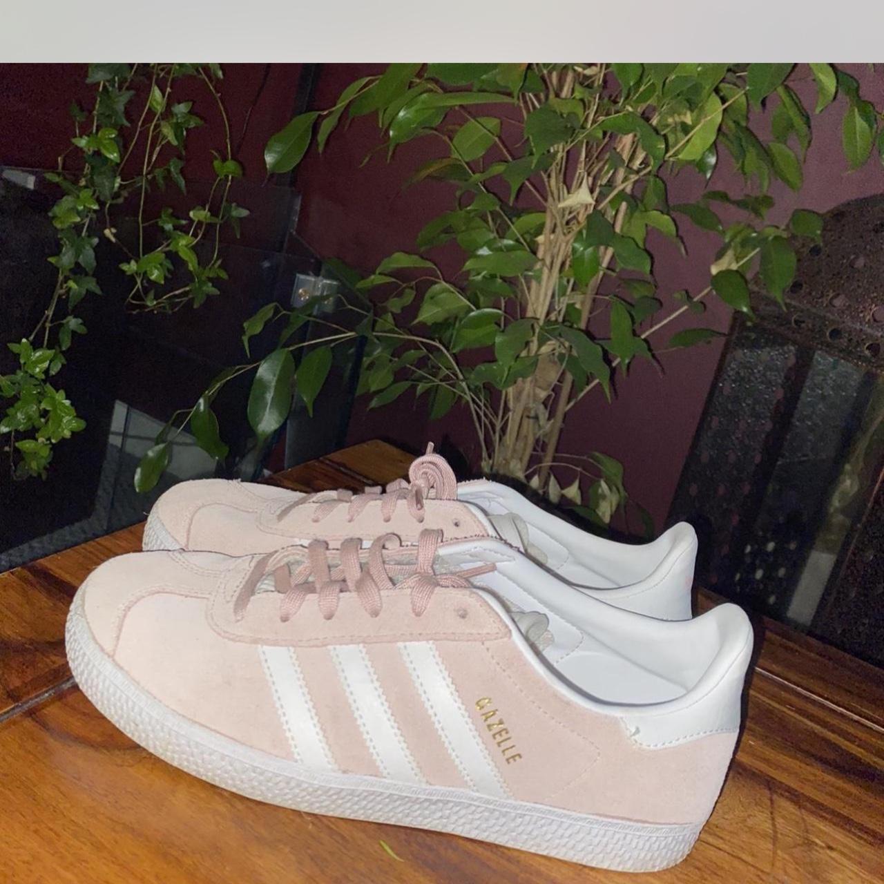 Light pink adidas gazelle trainers Size 5 Barely... - Depop