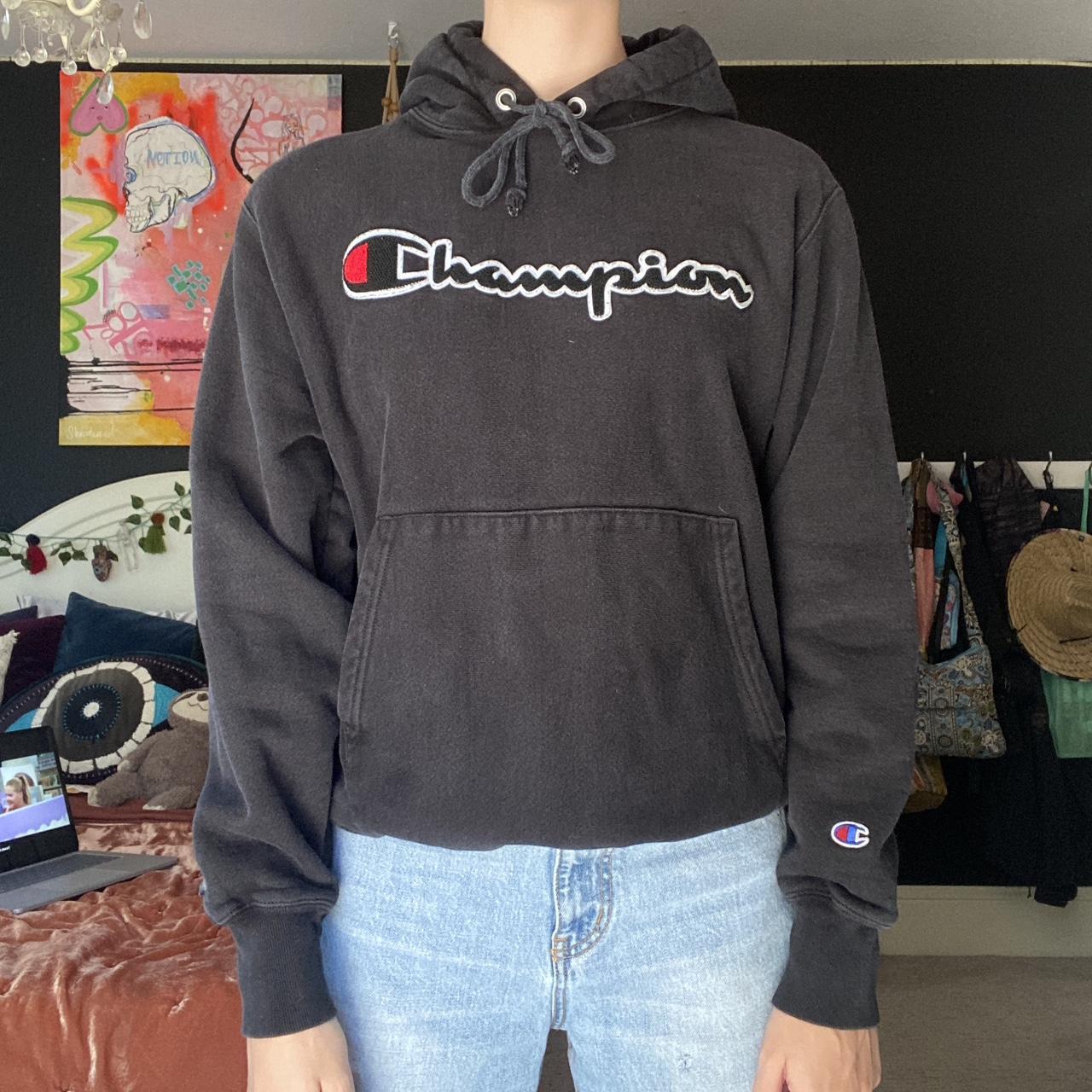 Ladies black champion hoodie Clearance