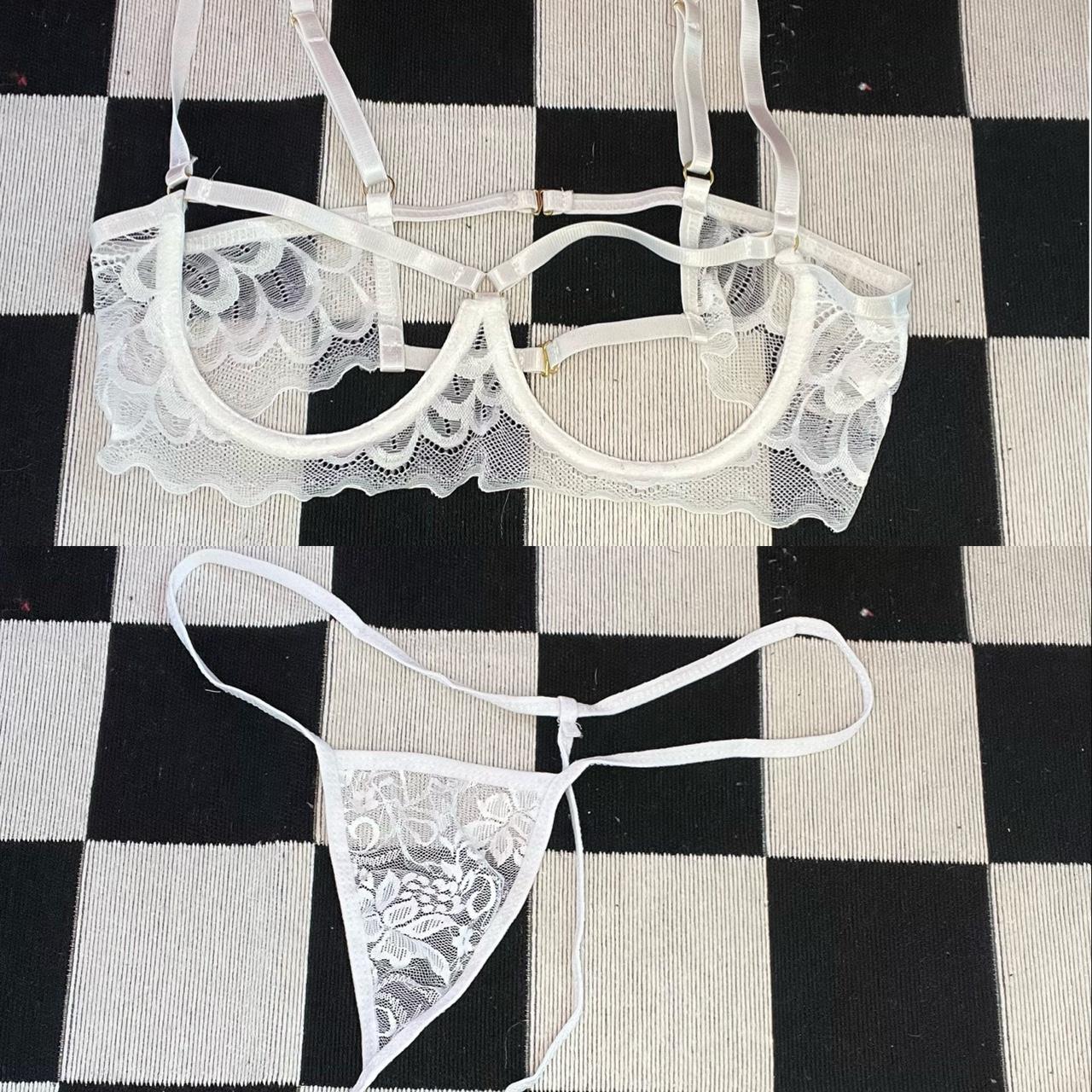 White Lace Open Cup Bra And Panties Lingerie Depop 1411