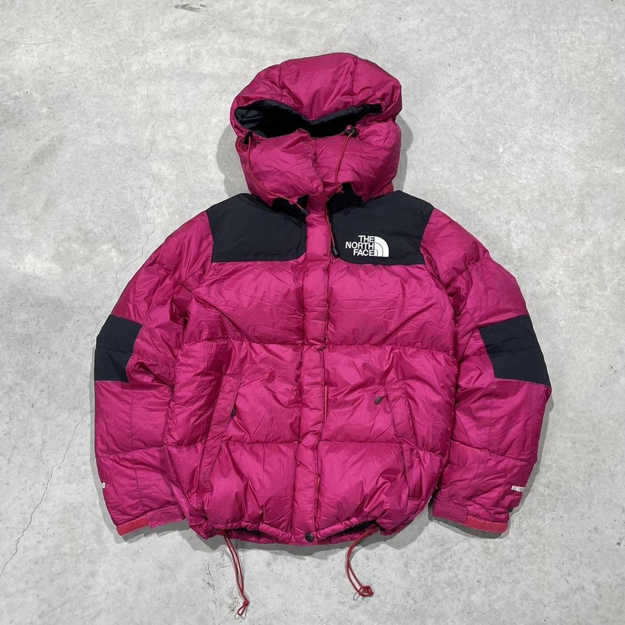 Pink and black north face puffer online