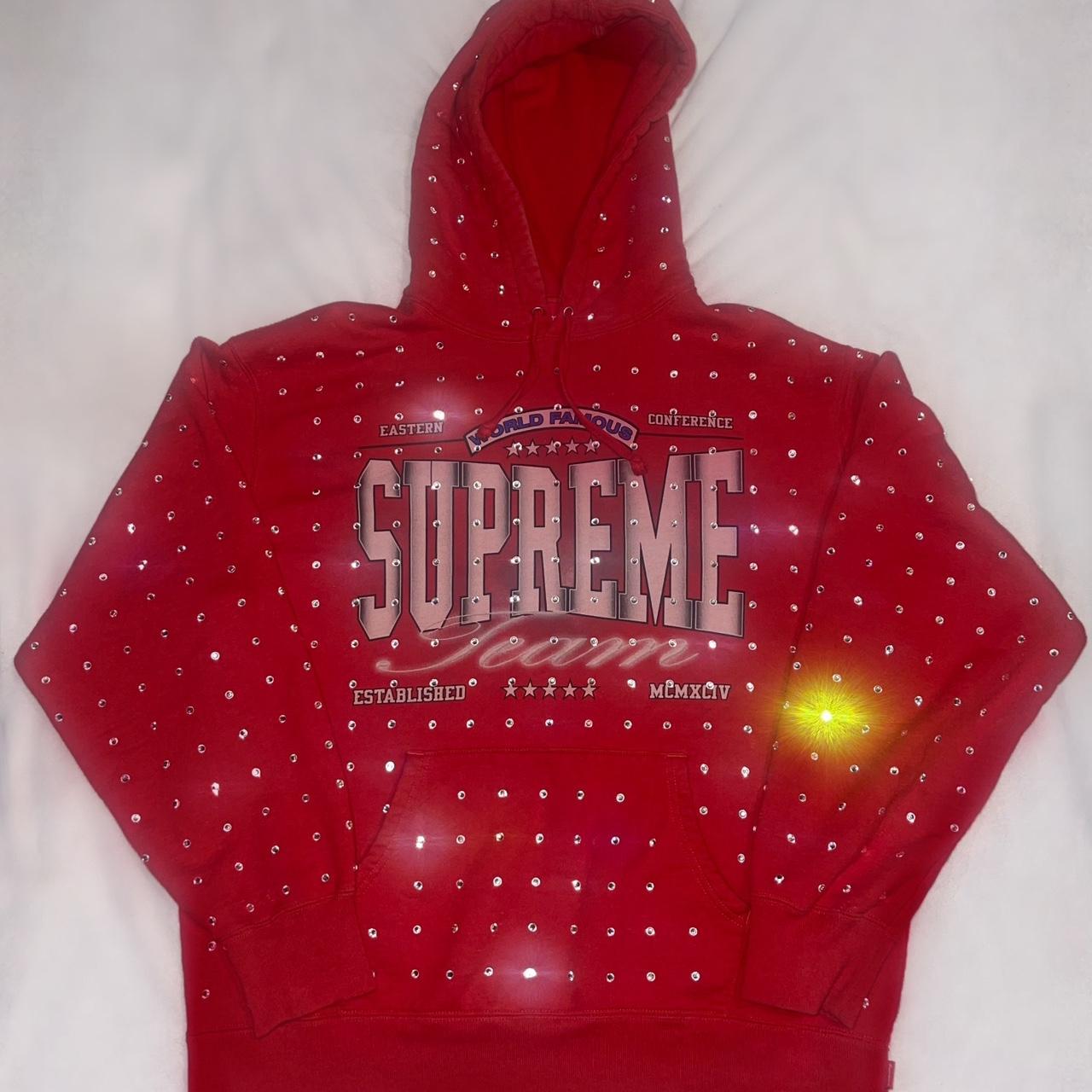 Supreme rhinestone hoodie sweatshirt - Depop