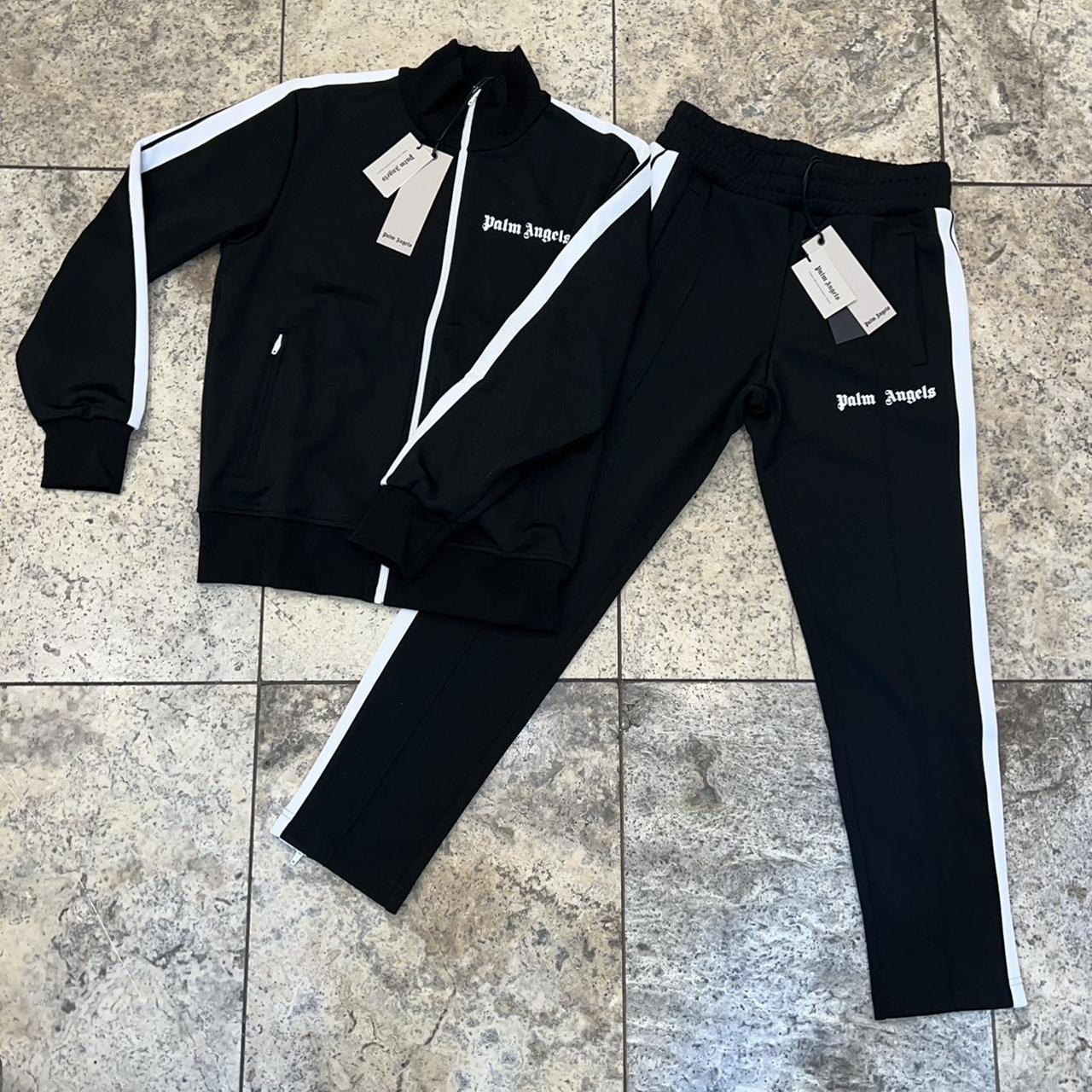 Palm angels black tracksuit Size... - Depop