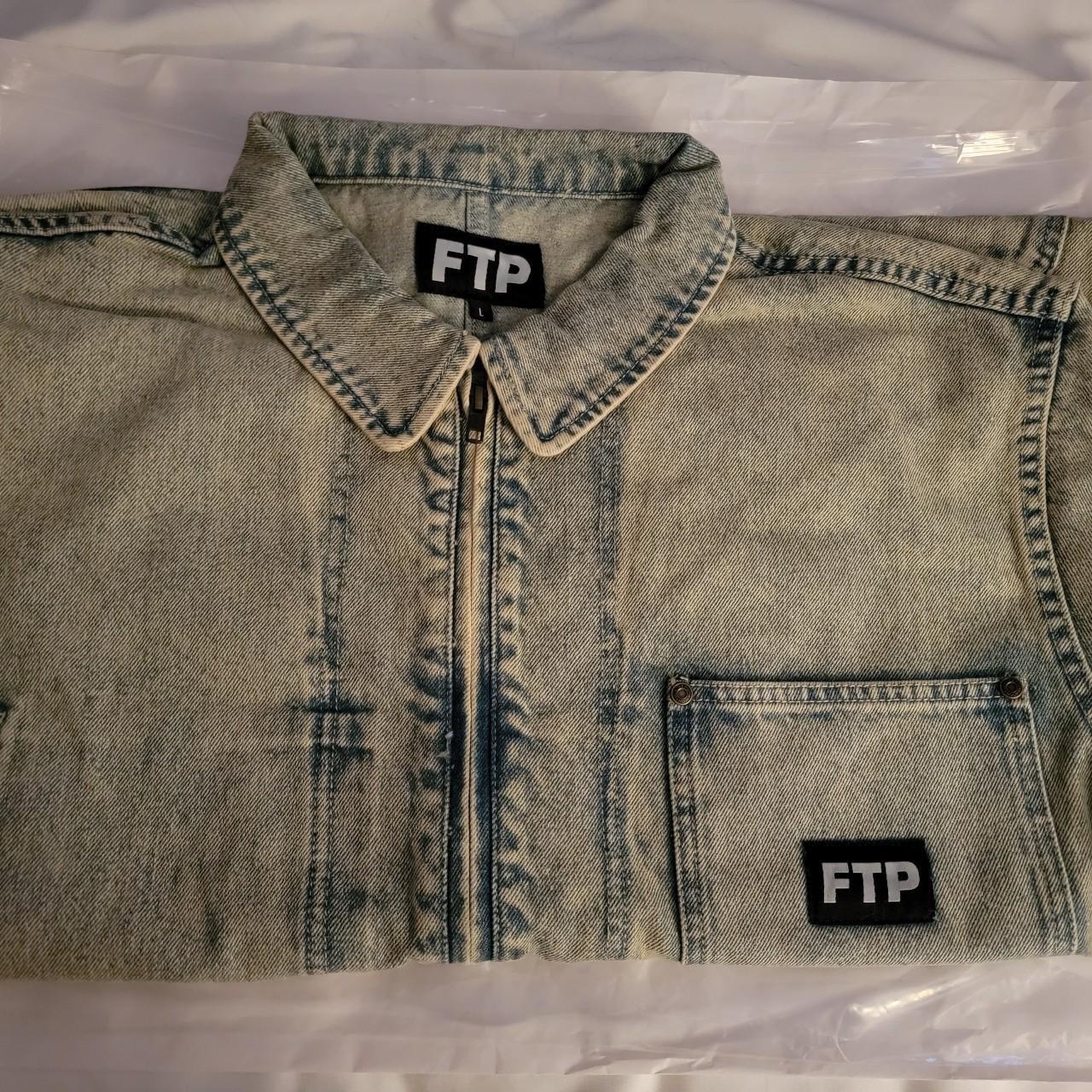 FTP Frayed Denim Logo Chore Jacket (Dirt Wash, | Depop