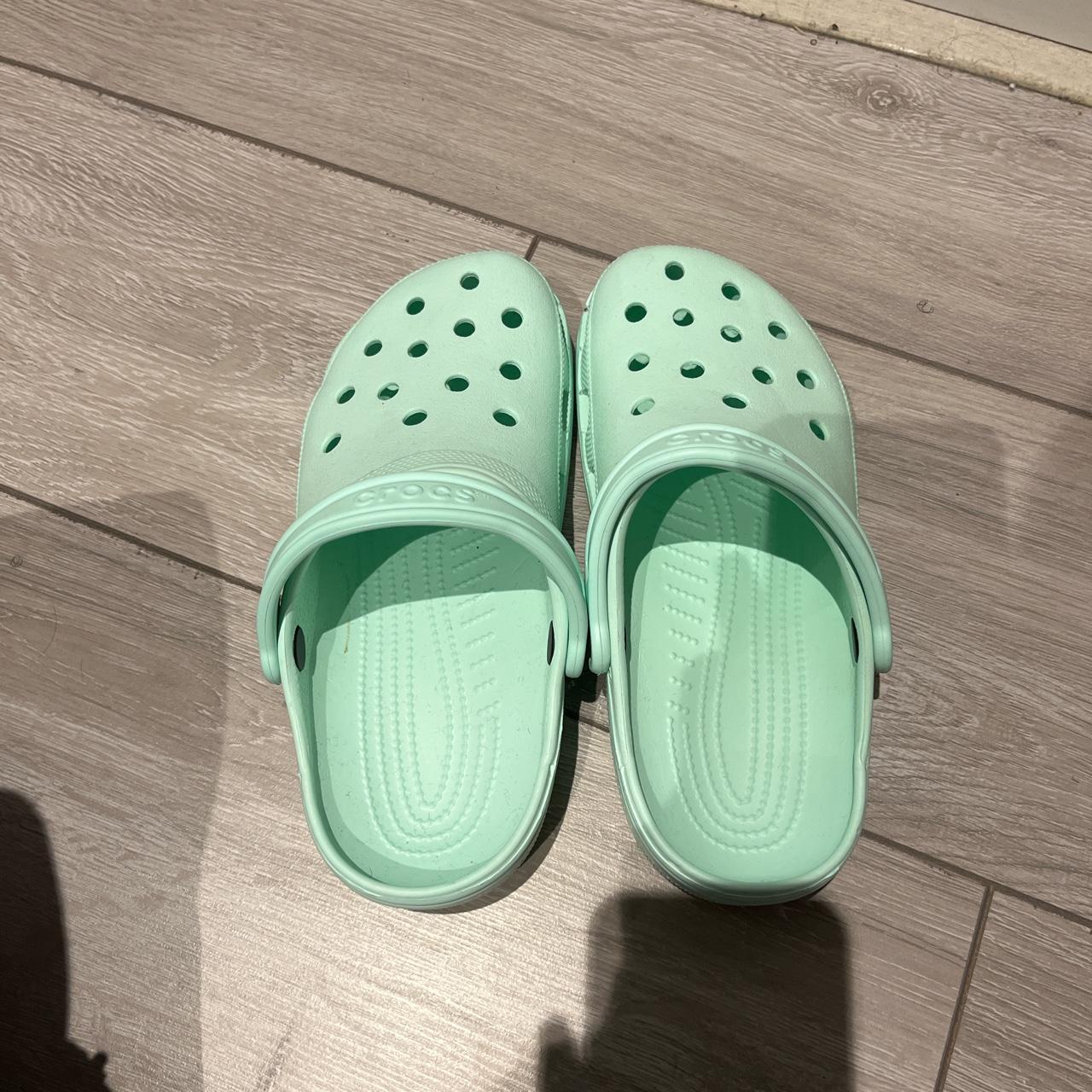 neon mint green classic clog crocs selling because Depop