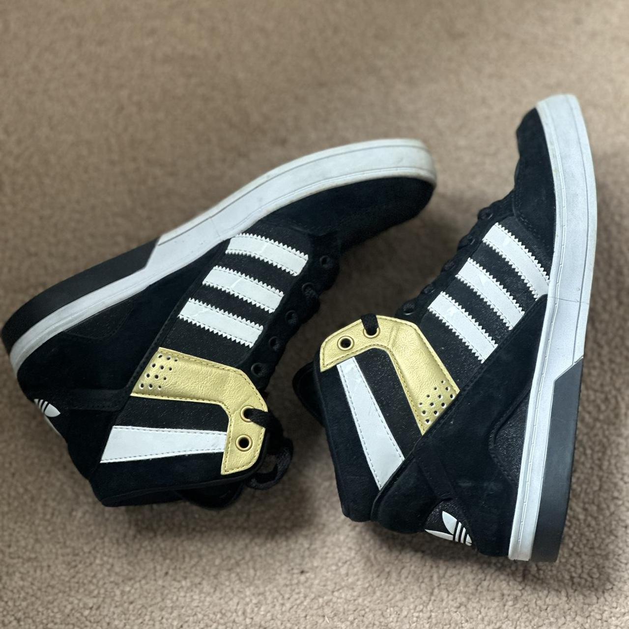 Adidas black and white high top trainers Depop